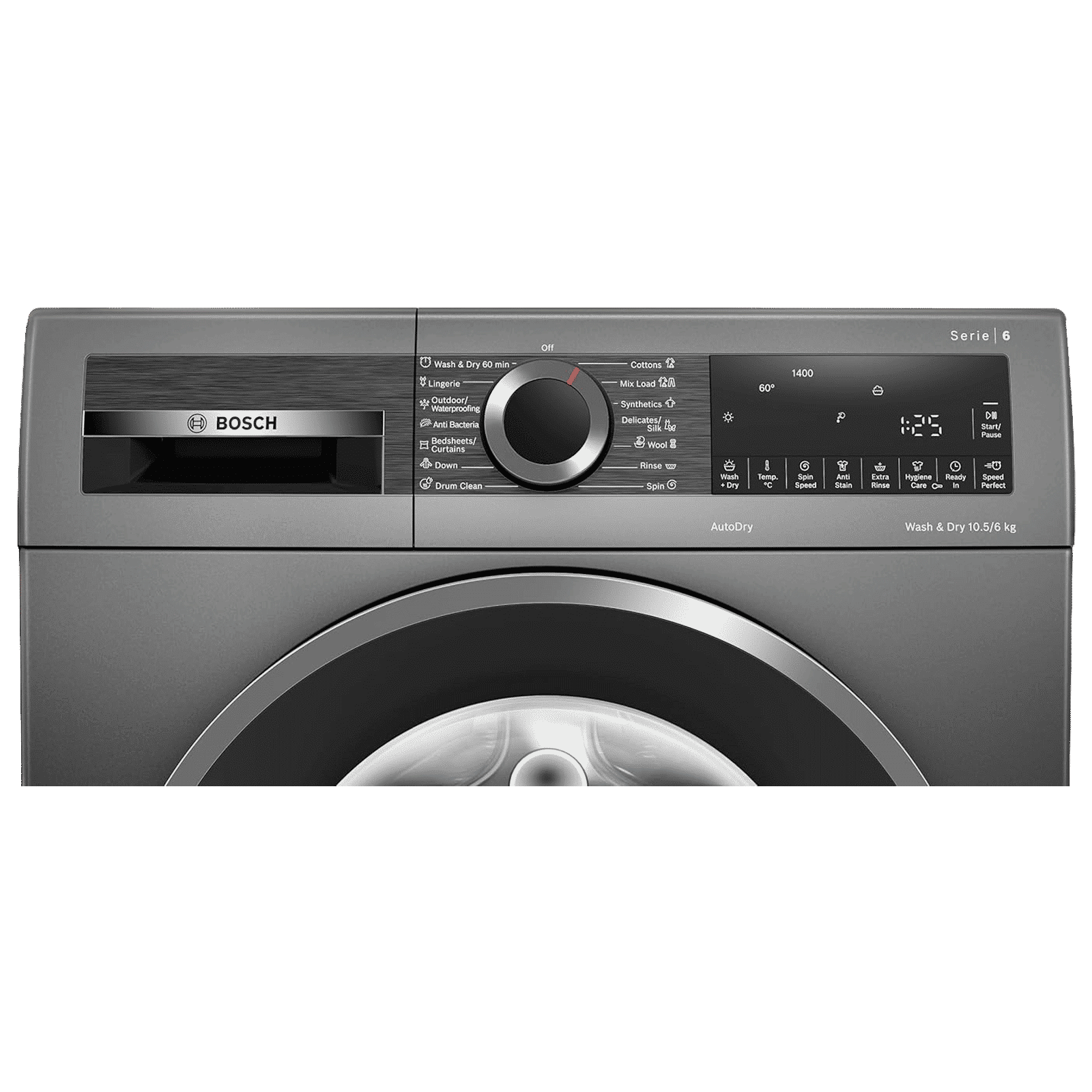 BOSCH 10.5/6 kg 5 Star Fully Automatic Front Load Washer Dryer(Series 6, WNA2E4U1IN, In-built Heater, Grey) BOSCH 10.5/6 kg 5 Star Fully Automatic Front Load Washer Dryer(Series 6, WNA2E4U1IN, In-built Heater, Grey)_4