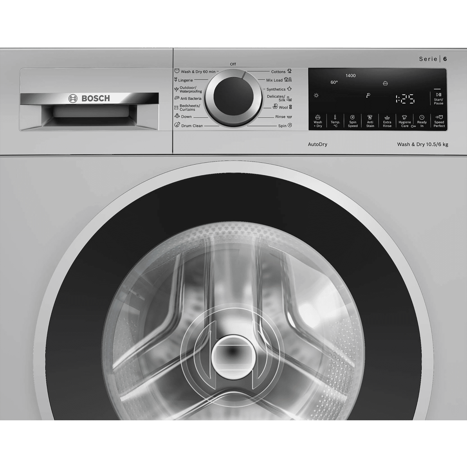 BOSCH 10.5/6 kg 5 Star Fully Automatic Front Load Washer Dryer(Series 6, WNA264U9IN, In-built Heater, Silver)_11