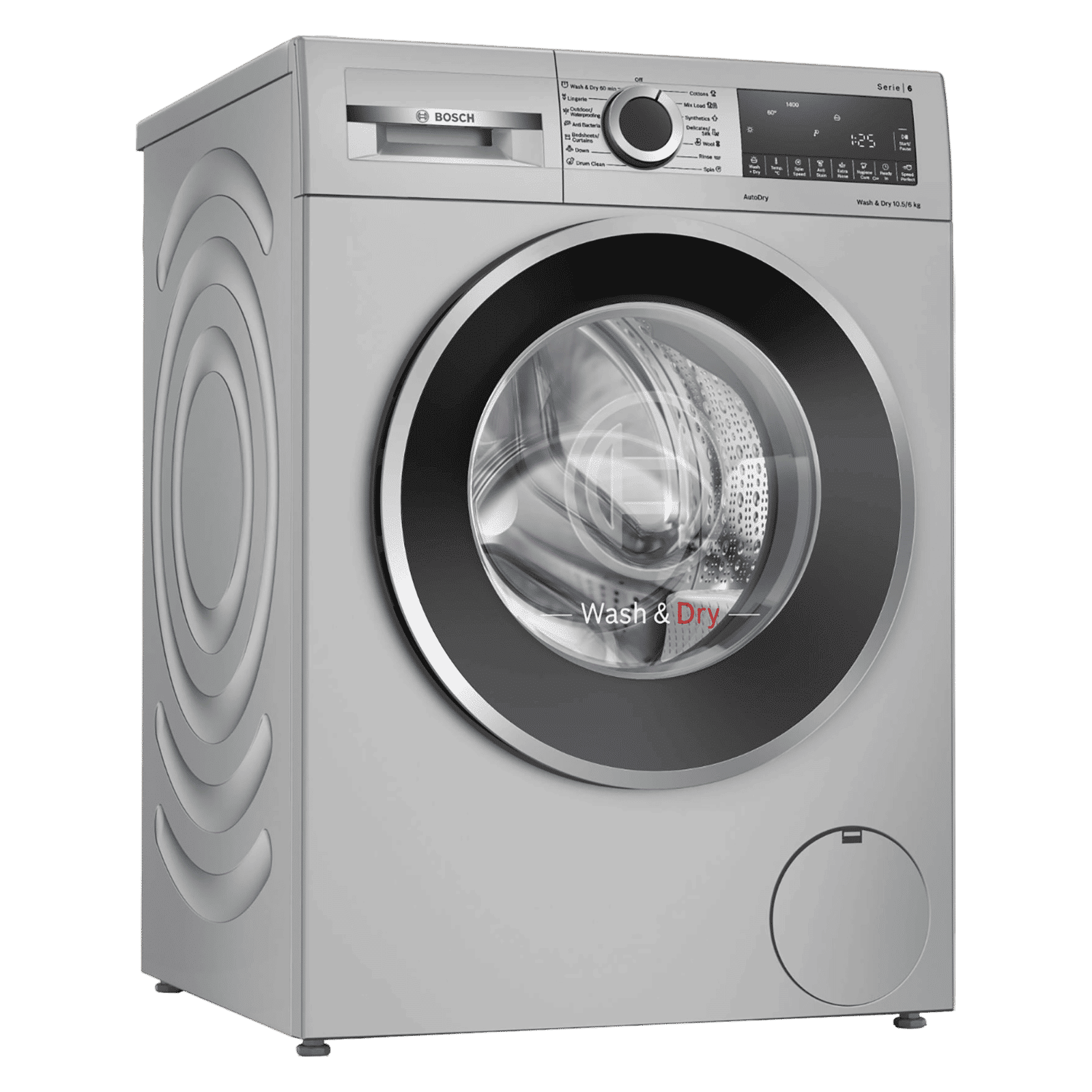 BOSCH 10.5/6 kg 5 Star Fully Automatic Front Load Washer Dryer(Series 6, WNA264U9IN, In-built Heater, Silver)_4