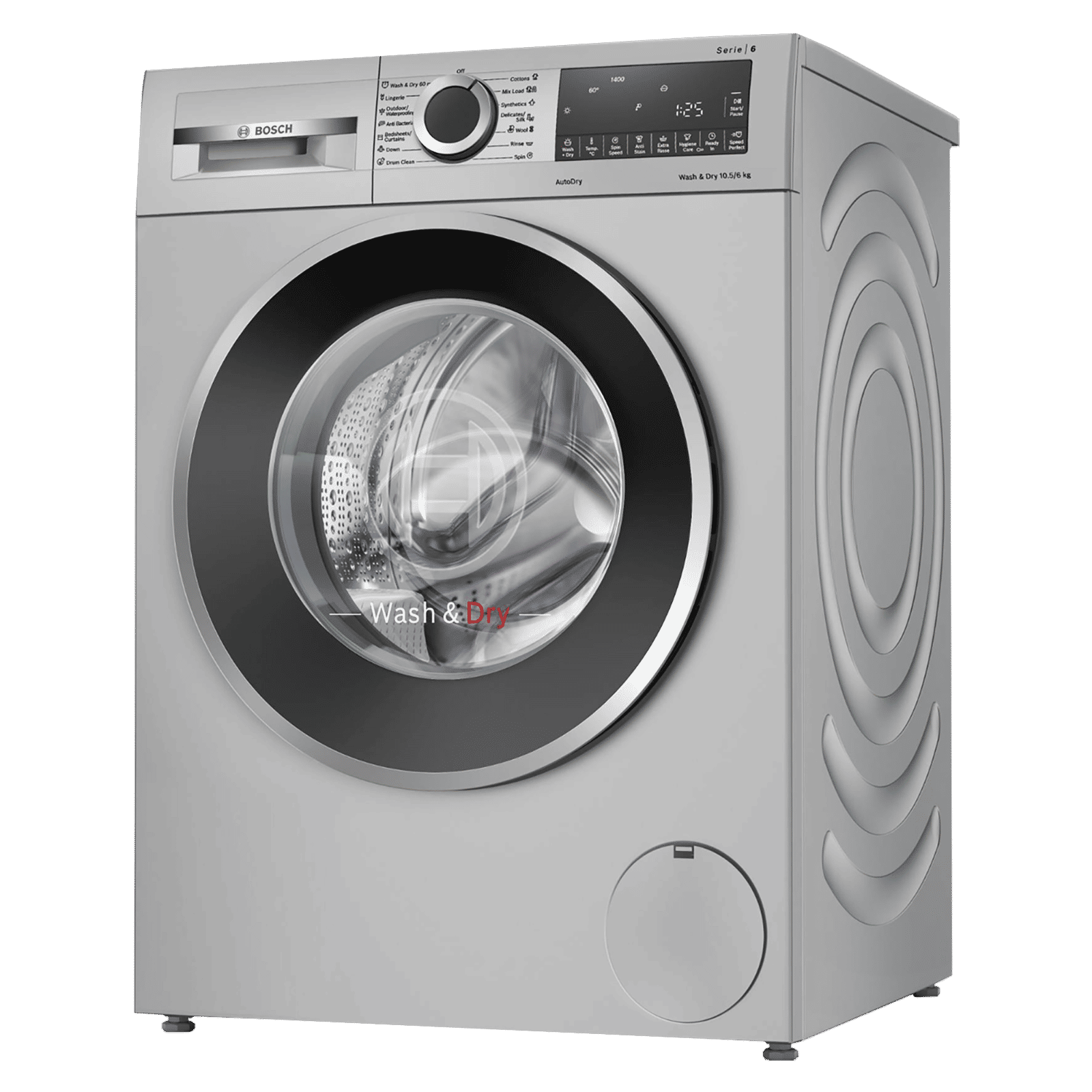 BOSCH 10.5/6 kg 5 Star Fully Automatic Front Load Washer Dryer(Series 6, WNA264U9IN, In-built Heater, Silver)_5