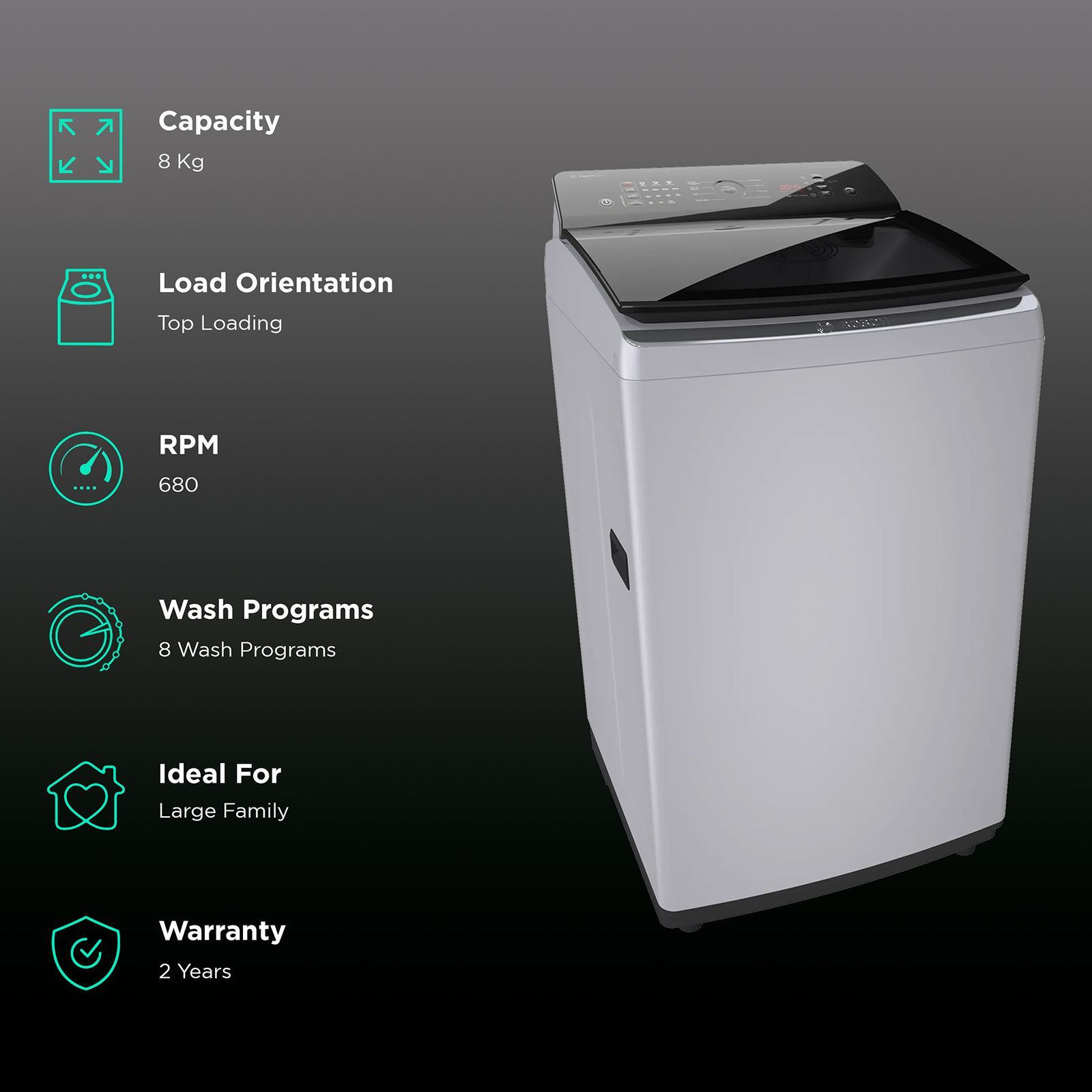 BOSCH 8 kg Fully Automatic Top Load Washing Machine (Series 2, WOE802S7IN, Multiple Water Protection, Silver)_2