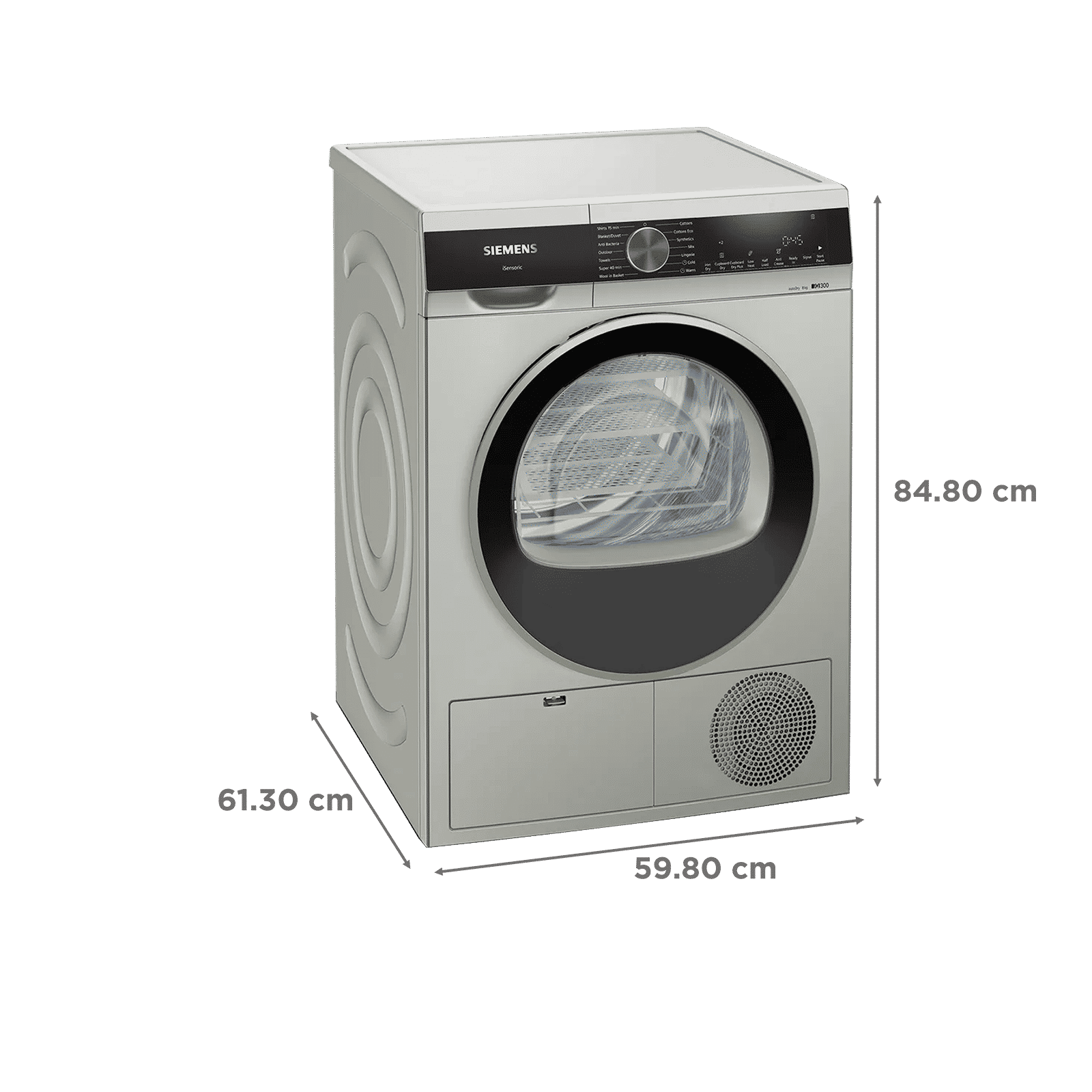 SIEMENS iQ300 8 kg Fully Automatic Front Load Dryer (AutoDry Technology, WP31G208IN, Silver Inox)_3