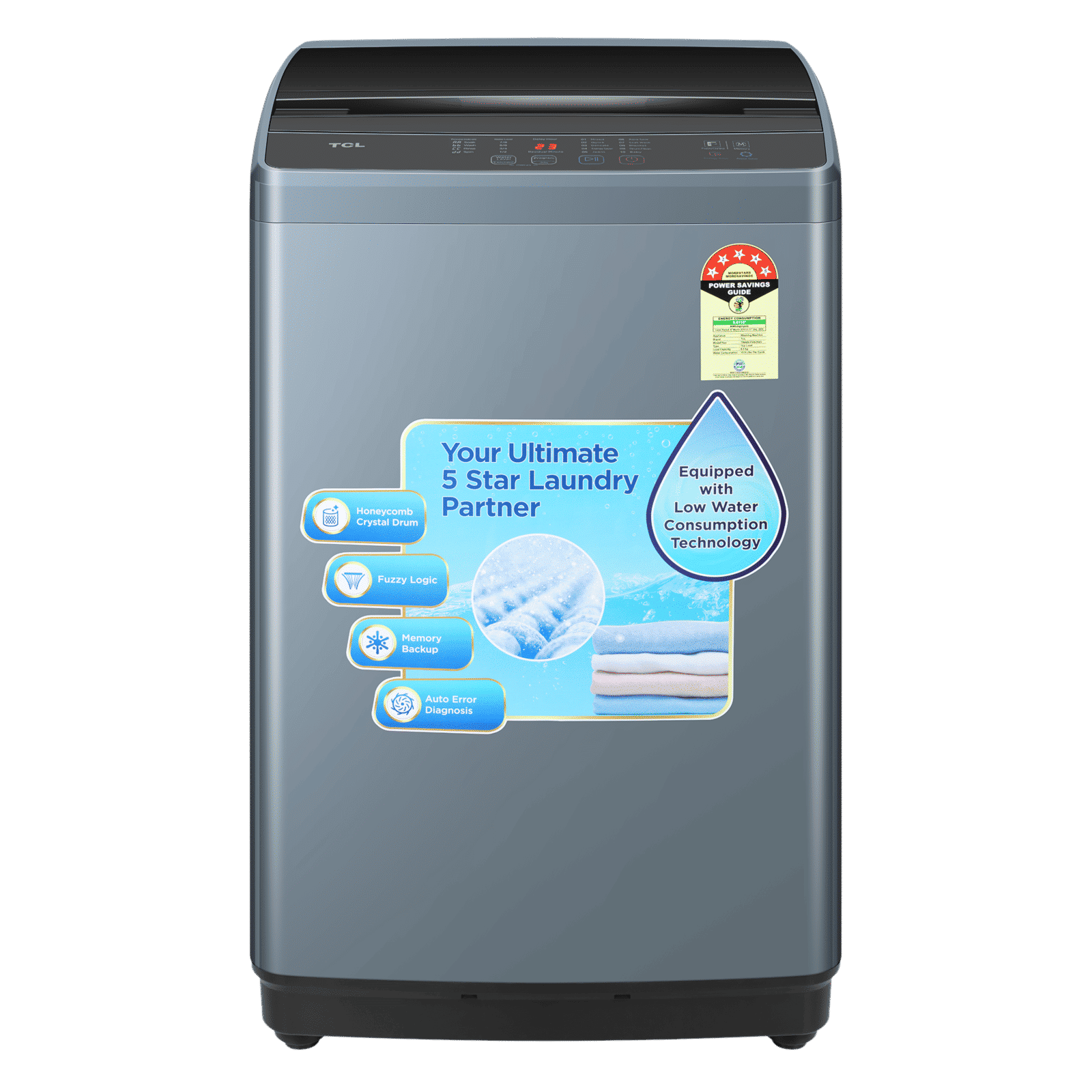 TCL 6 kg 5 Star Fully Automatic Top Load Washing Machine (F103, F3060TLG, Pulsator Rotate, Dark Grey) TCL 6 kg 5 Star Fully Automatic Top Load Washing Machine (F103, F3060TLG, Pulsator Rotate, Dark Grey)_1