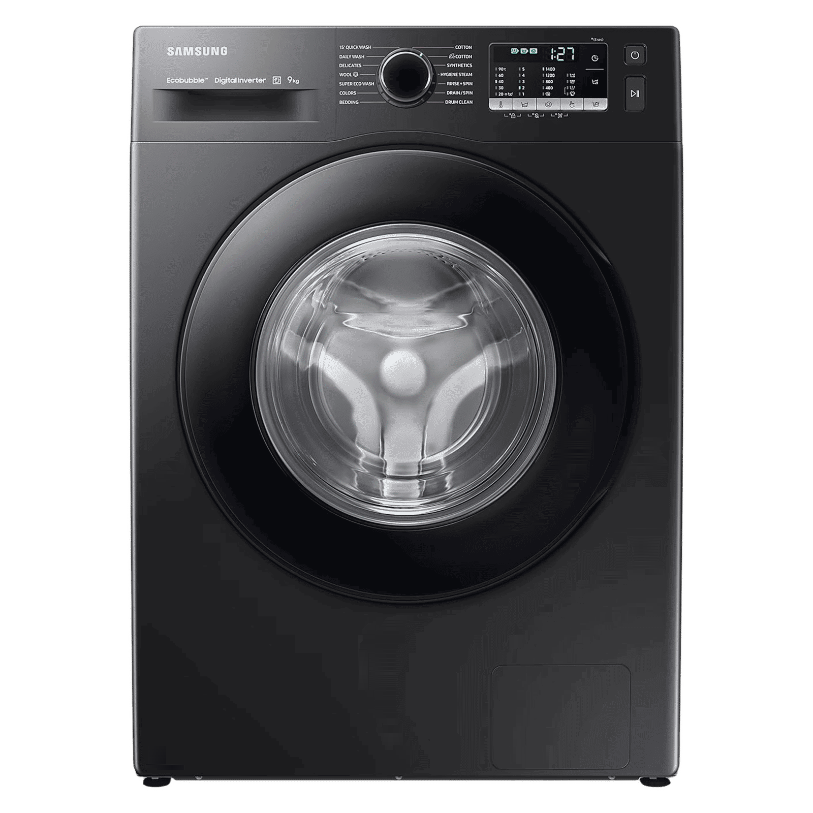 SAMSUNG 9 kg 5 Star Inverter Fully Automatic Front Load Washing Machine (WW90TA046AB1TL, Hygiene Steam, Diamond Drum, Black)_1