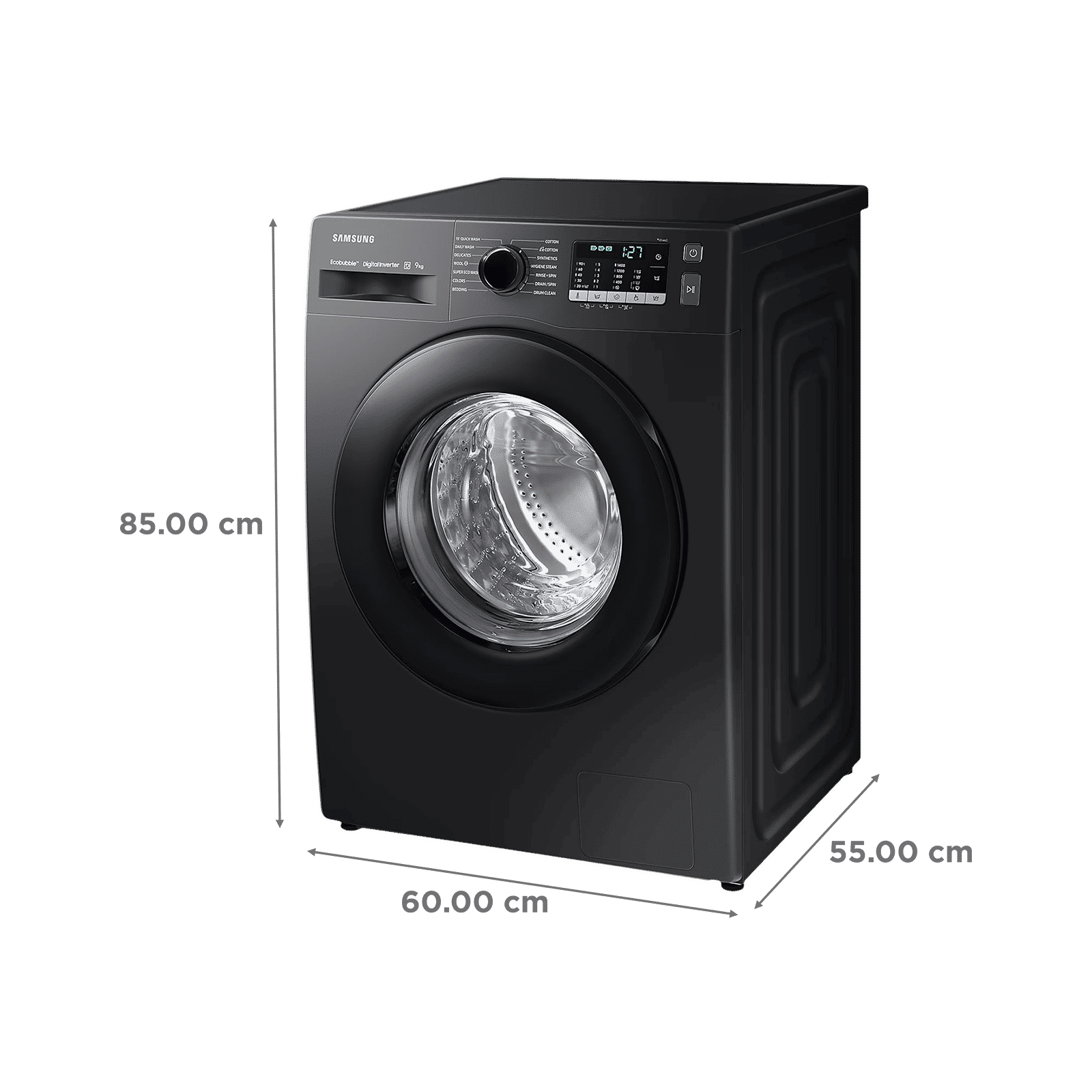 SAMSUNG 9 kg 5 Star Inverter Fully Automatic Front Load Washing Machine (WW90TA046AB1TL, Hygiene Steam, Diamond Drum, Black)_3