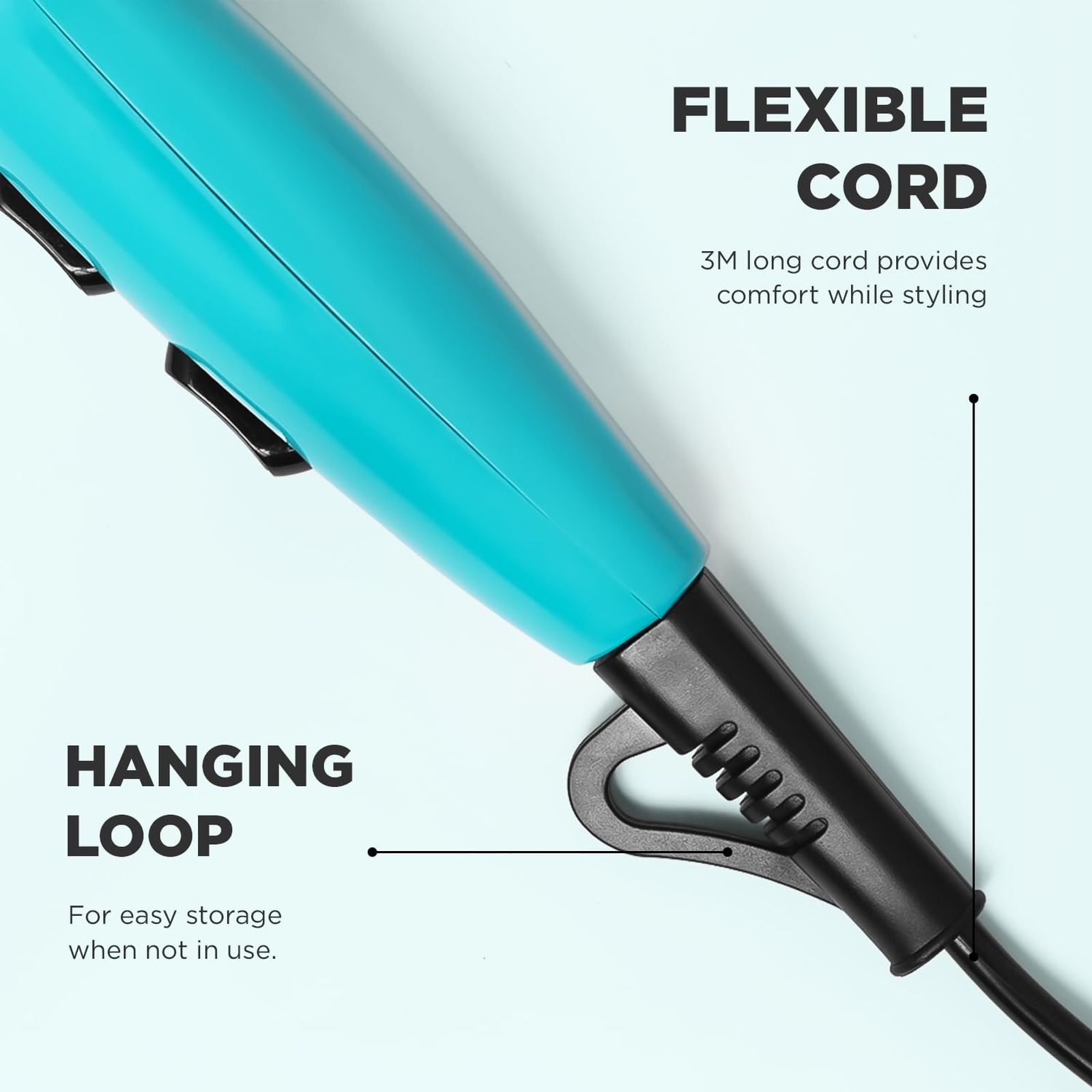 Ikonic Ultralight Hair Dryer with 3 Heat Settings and Cool Shot (Overheat Protection, Teal)_7