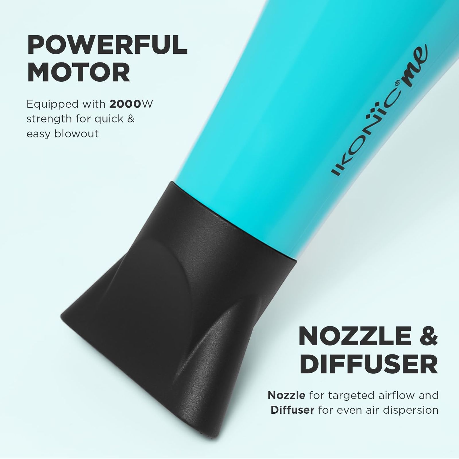Ikonic Ultralight Hair Dryer with 3 Heat Settings and Cool Shot (Overheat Protection, Teal)_3