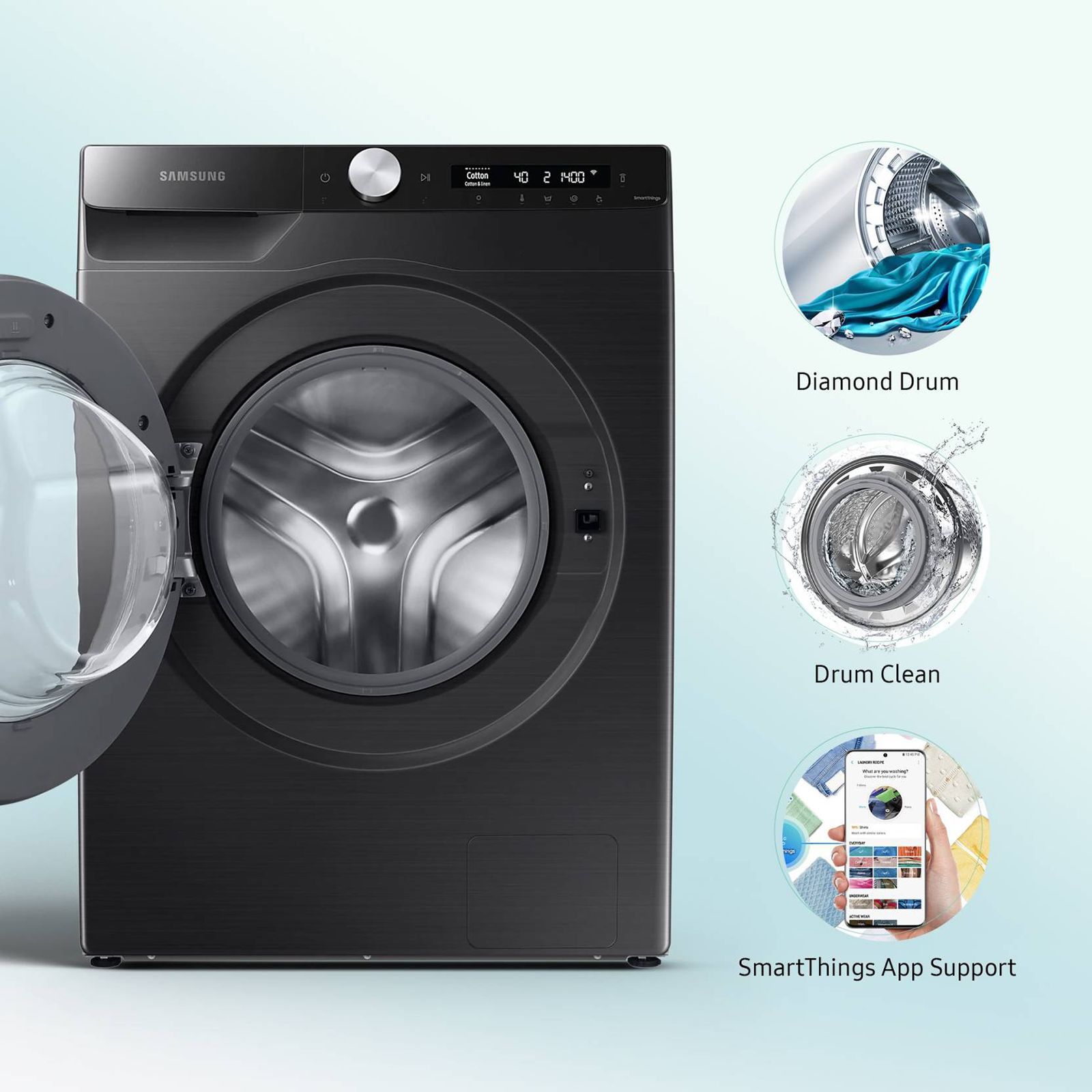 SAMSUNG 9 kg 5 Star Inverter Fully Automatic Front Load Washing Machine (WW90T504DAB1TL, Eco Bubble Technology, Black Caviar) SAMSUNG 9 kg 5 Star Inverter Fully Automatic Front Load Washing Machine (WW90T504DAB1TL, Eco Bubble Technology, Black Caviar)_13