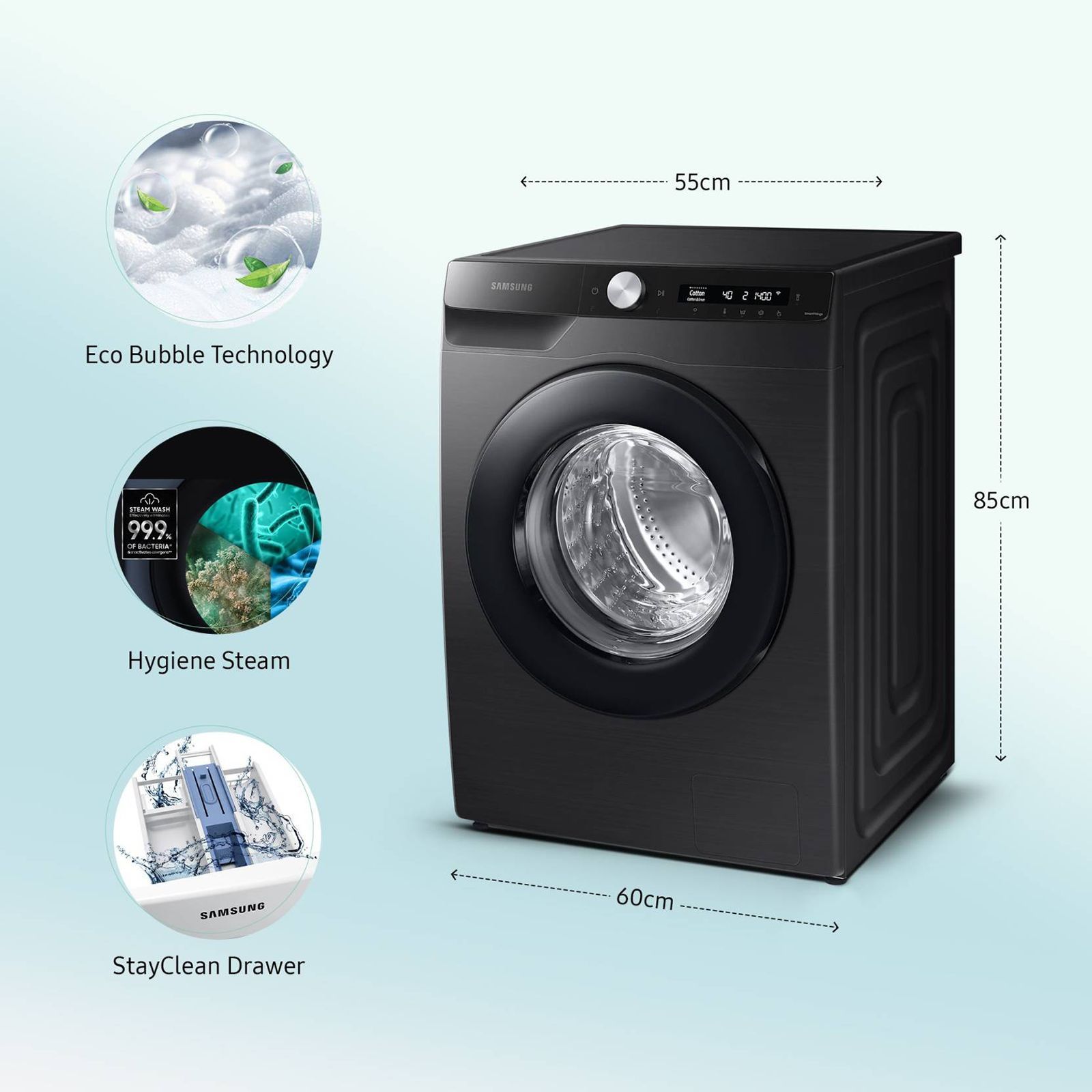 SAMSUNG 9 kg 5 Star Inverter Fully Automatic Front Load Washing Machine (WW90T504DAB1TL, Eco Bubble Technology, Black Caviar) SAMSUNG 9 kg 5 Star Inverter Fully Automatic Front Load Washing Machine (WW90T504DAB1TL, Eco Bubble Technology, Black Caviar)_15