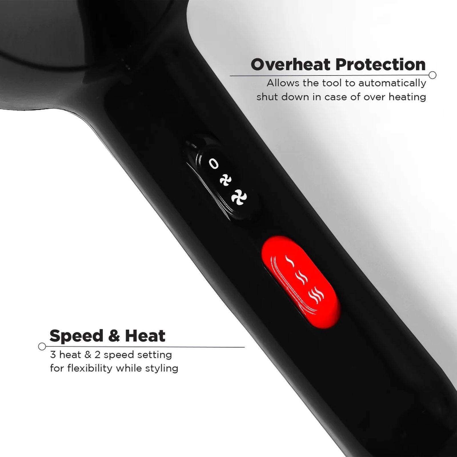 Ikonic Blaze Hair Dryer with 3 Heat Settings (Overheat Protection, Black)_5