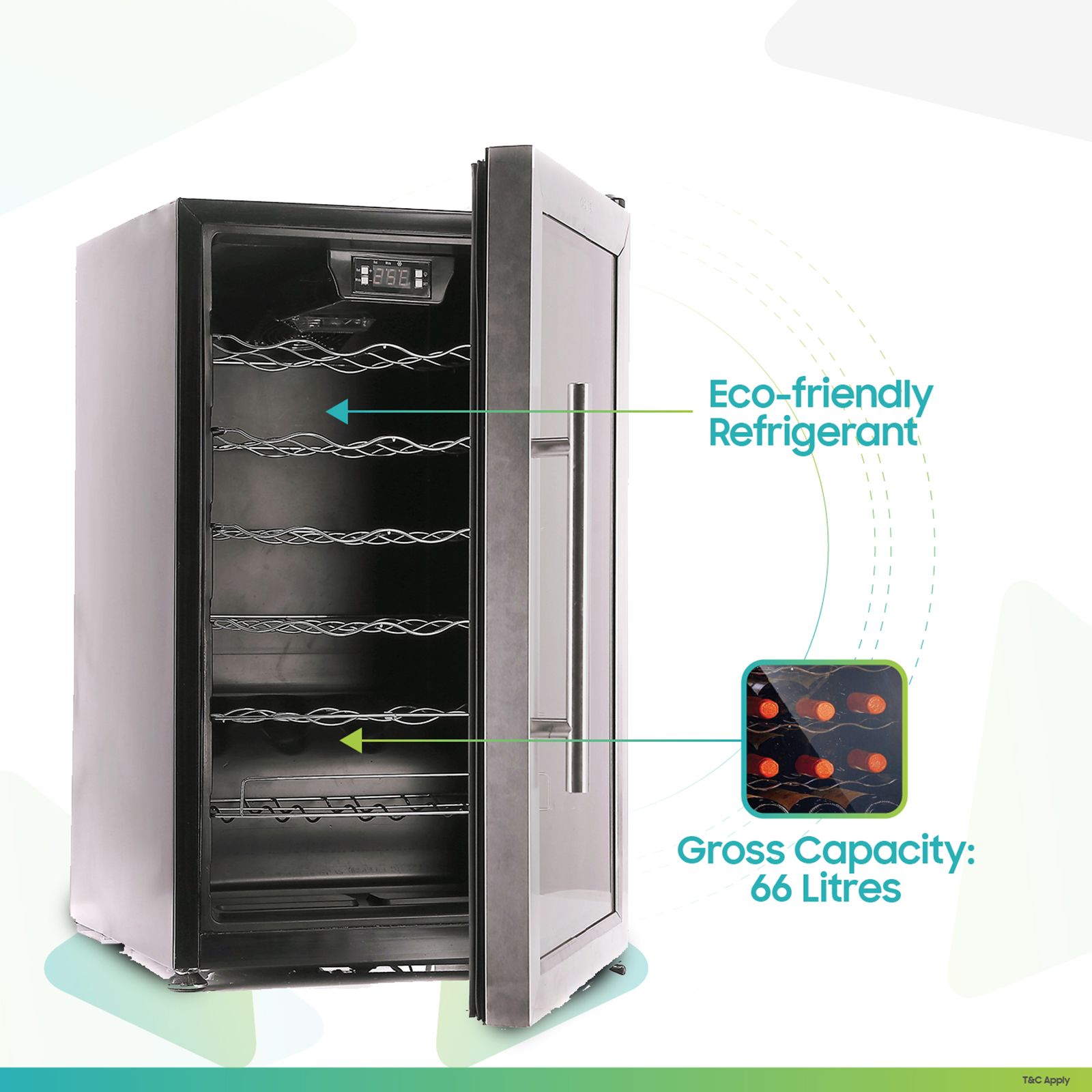 Croma 66 Litres 22 Bottles Wine Cooler (Mechanical Temperature Control, Black)_4