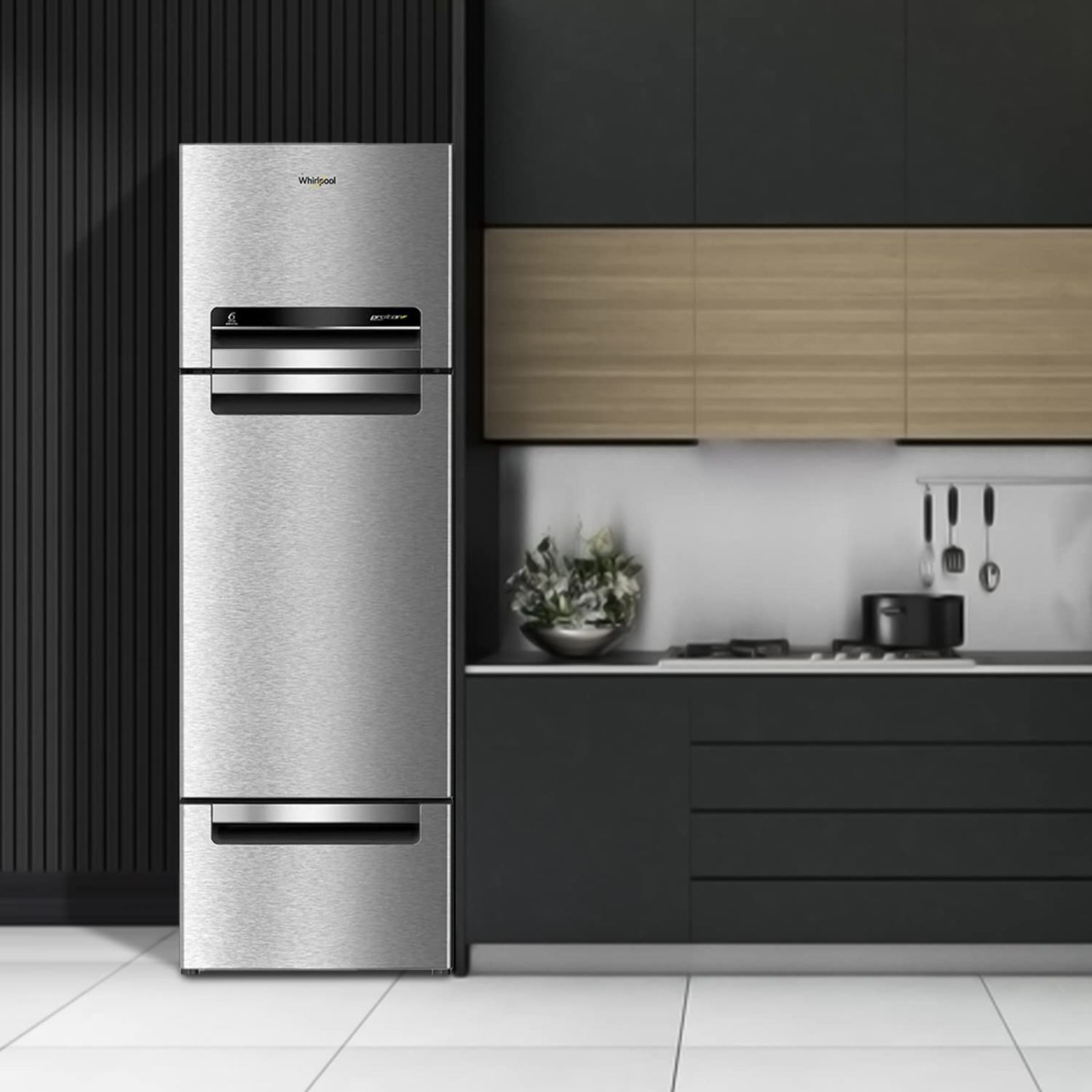 Whirlpool Protton 215 Litres Frost Free Triple Door Refrigerator with 6th Sense ActiveFresh Technology (20807, Alpha Steel)_9