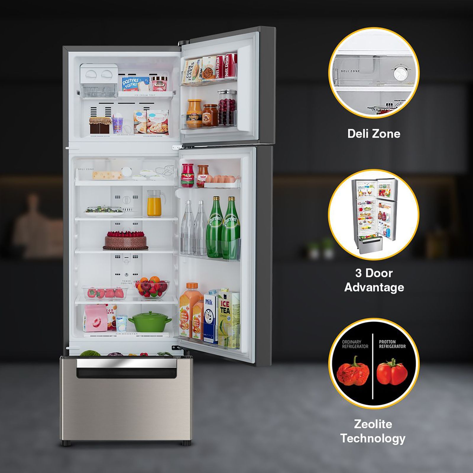 Whirlpool Protton 300 Litres Frost Free Triple Door Refrigerator with 6th Sense ActiveFresh Technology (20817, Alpha Steel)_14