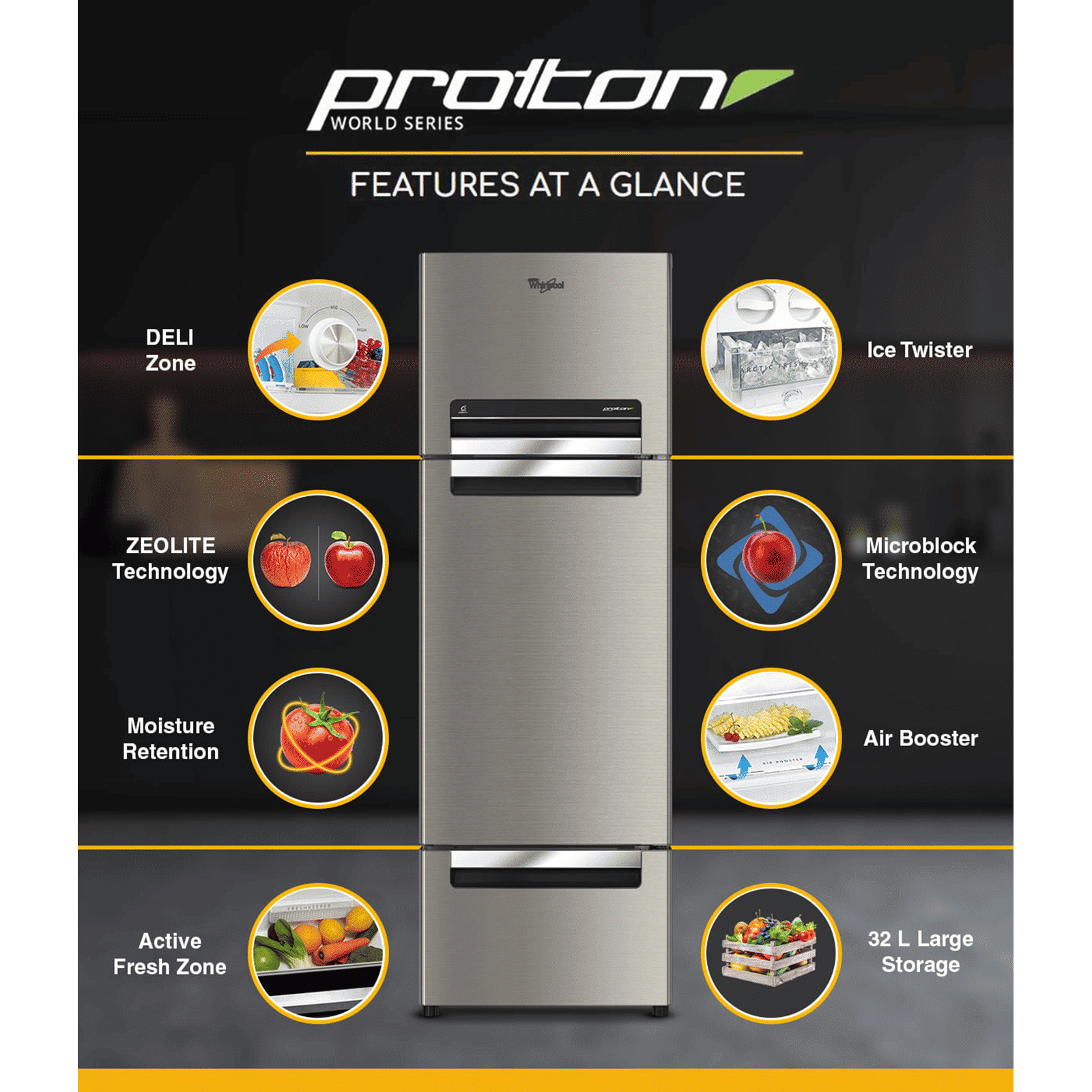 Whirlpool Protton 300 Litres Frost Free Triple Door Refrigerator with 6th Sense ActiveFresh Technology (20817, Alpha Steel)_16