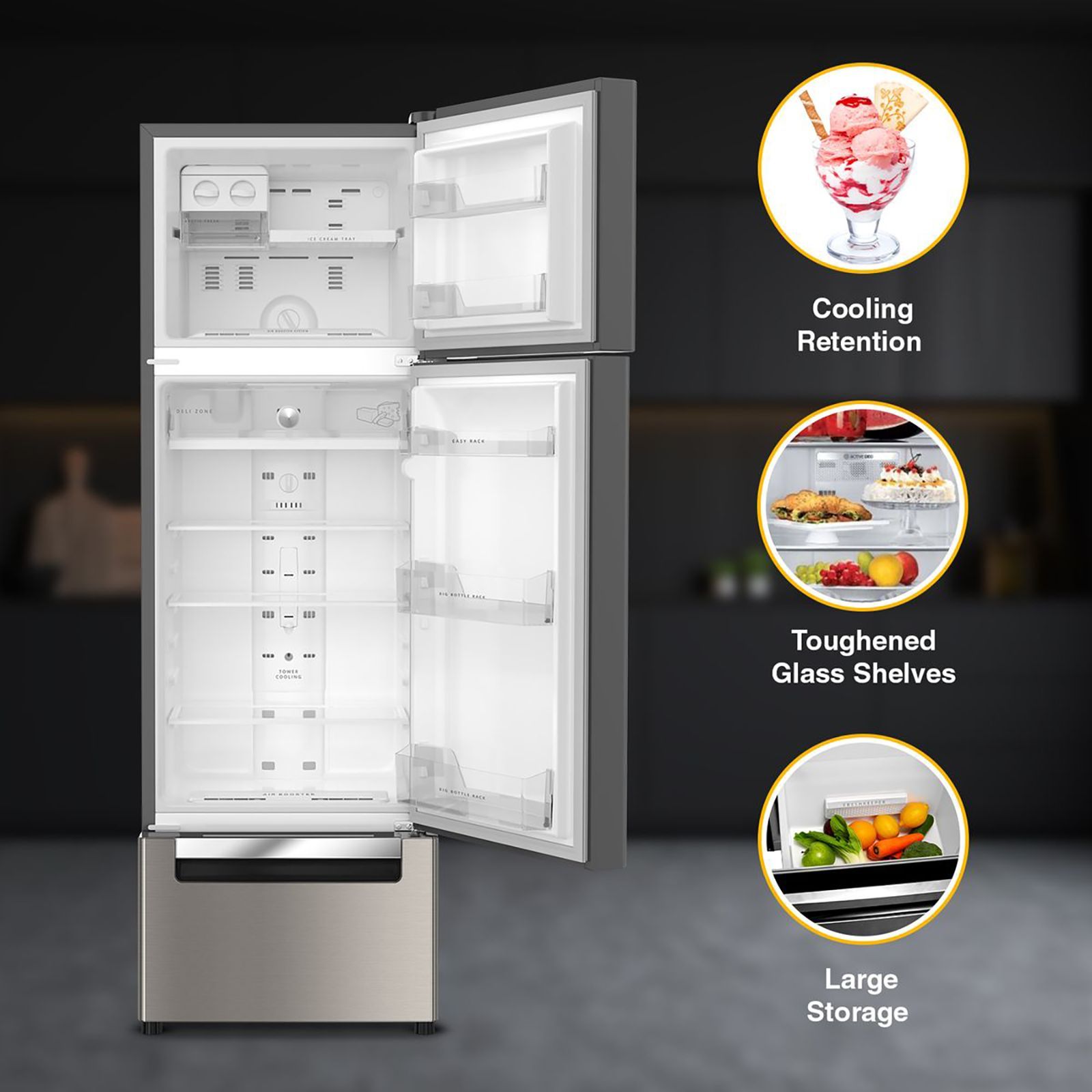 Whirlpool Protton 300 Litres Frost Free Triple Door Refrigerator with 6th Sense ActiveFresh Technology (20817, Alpha Steel)_18