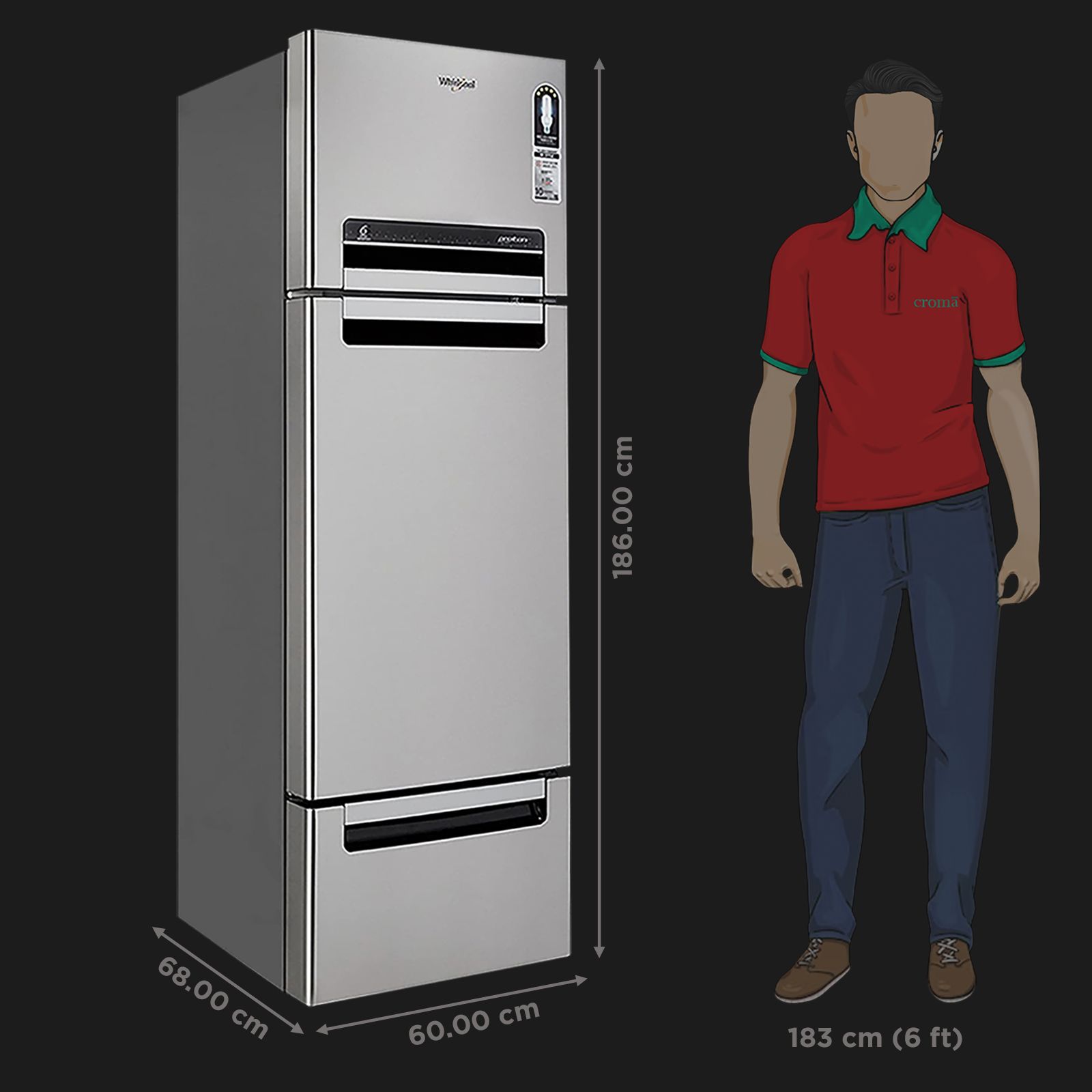 Whirlpool Protton 300 Litres Frost Free Triple Door Refrigerator with 6th Sense ActiveFresh Technology (20817, Alpha Steel)_2