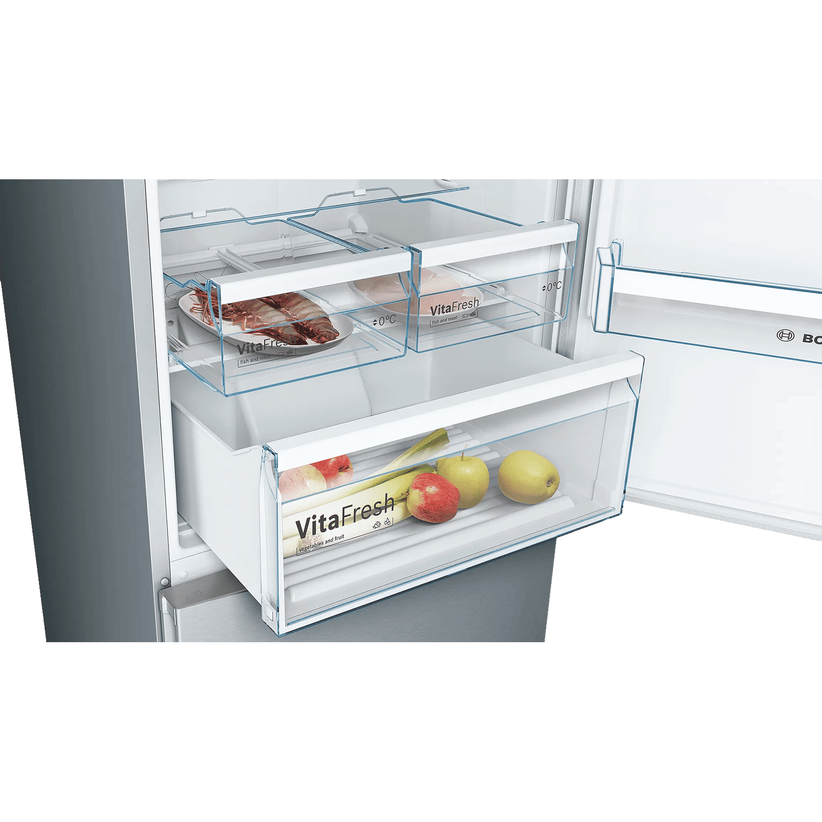 BOSCH Series 4 415 Litres 3 Star Frost Free Double Door Bottom Mount Refrigerator with Temperature Display (KGN46XL40I, Stainless steel look) BOSCH Series 4 415 Litres 3 Star Frost Free Double Door Bottom Mount Refrigerator with Temperature Display (KGN46XL40I, Stainless steel look)_8