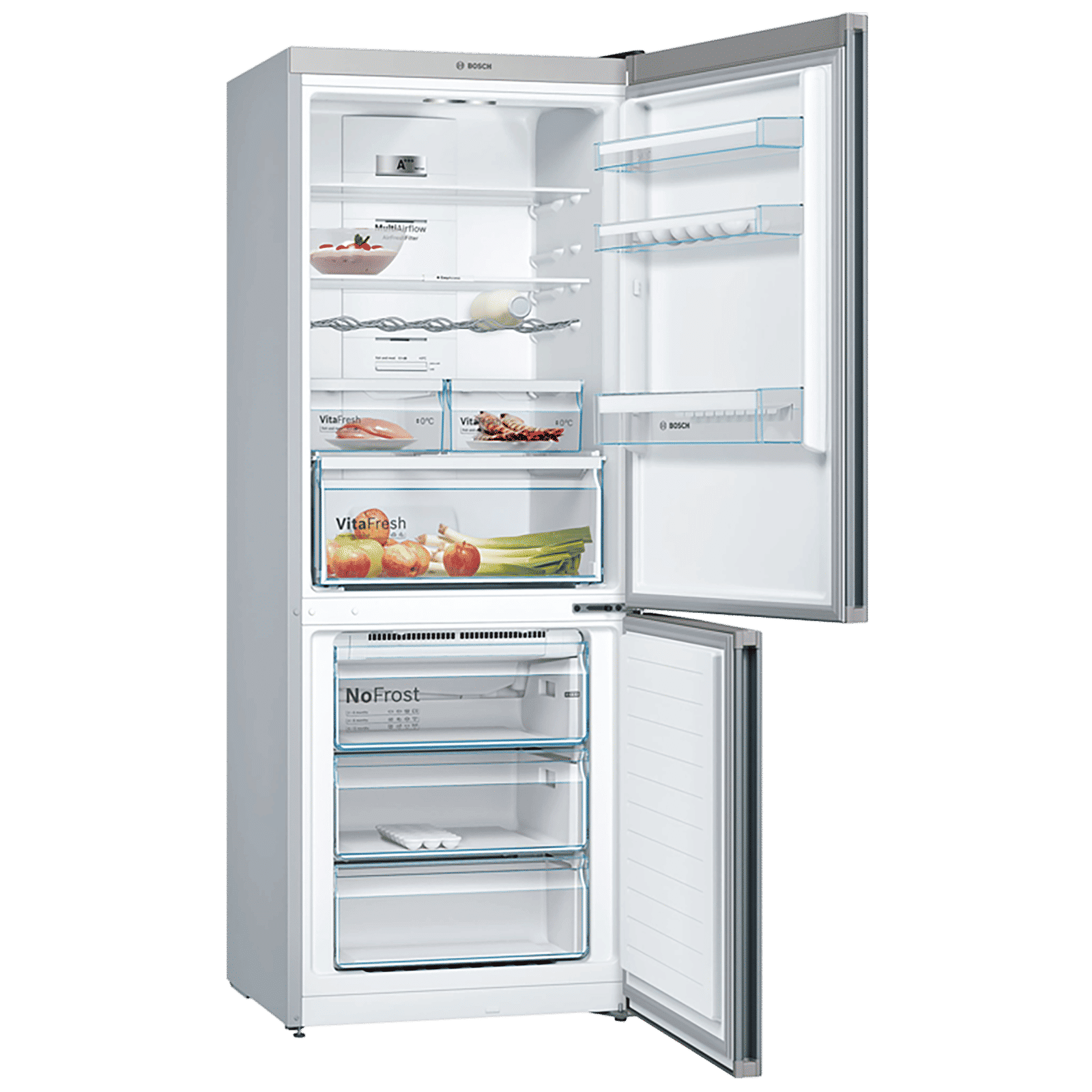 BOSCH Series 4 415 Litres 3 Star Frost Free Double Door Bottom Mount Refrigerator with Temperature Display (KGN46XL40I, Stainless steel look) BOSCH Series 4 415 Litres 3 Star Frost Free Double Door Bottom Mount Refrigerator with Temperature Display (KGN46XL40I, Stainless steel look)_5