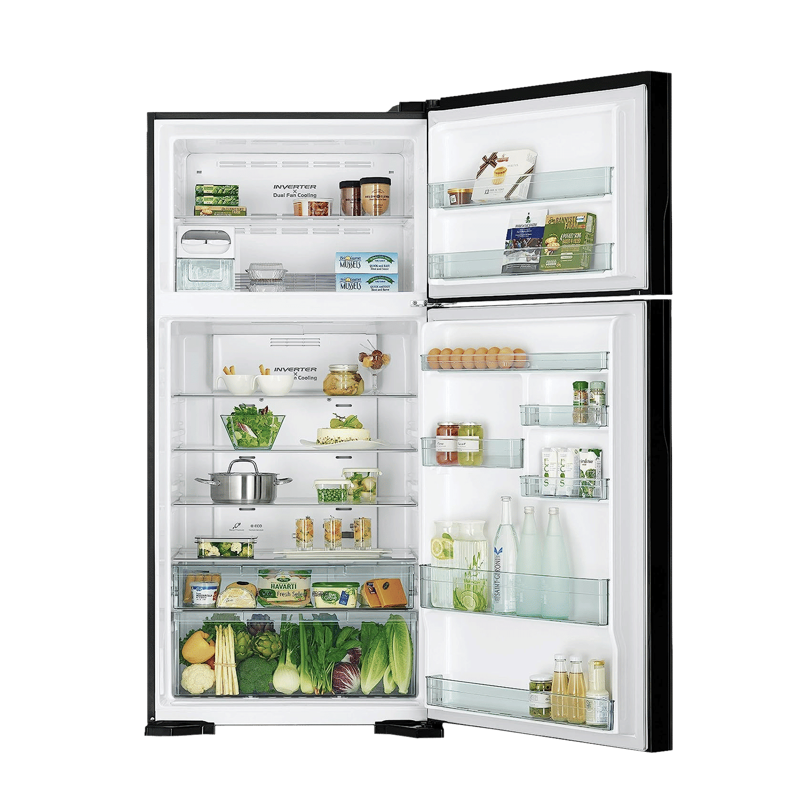HITACHI Big2 Series 601 Litres 2 Star Frost Free Double Door Bottom Mount Refrigerator with Front Air Flow (R-VG660PND7, Grey) HITACHI Big2 Series 601 Litres 2 Star Frost Free Double Door Bottom Mount Refrigerator with Front Air Flow (R-VG660PND7, Grey)_3