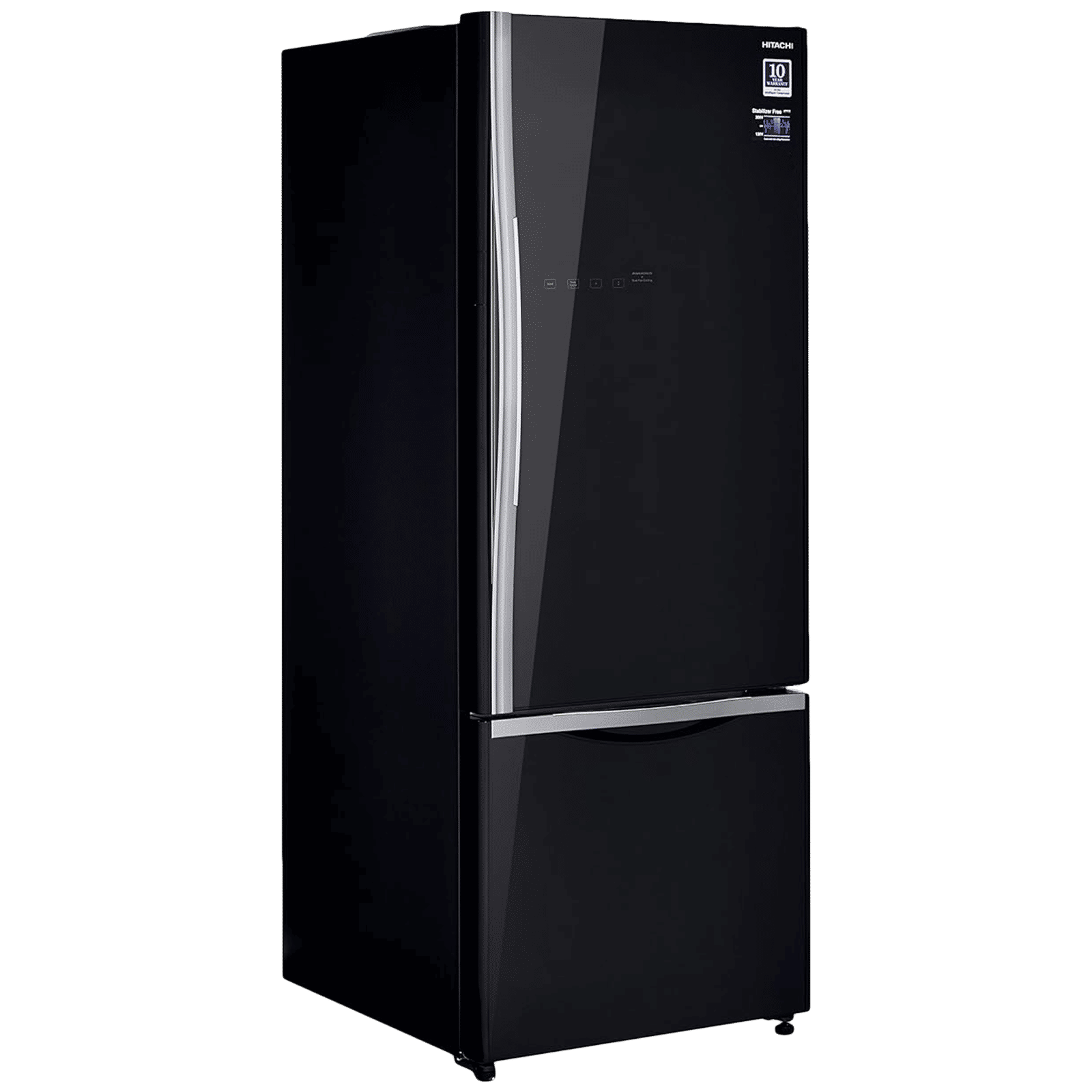 HITACHI 525 Litres 2 Star Frost Free Double Door Bottom Mount Refrigerator with Eco Thermo Sensor (R-B570PND7, Glass Black)_2