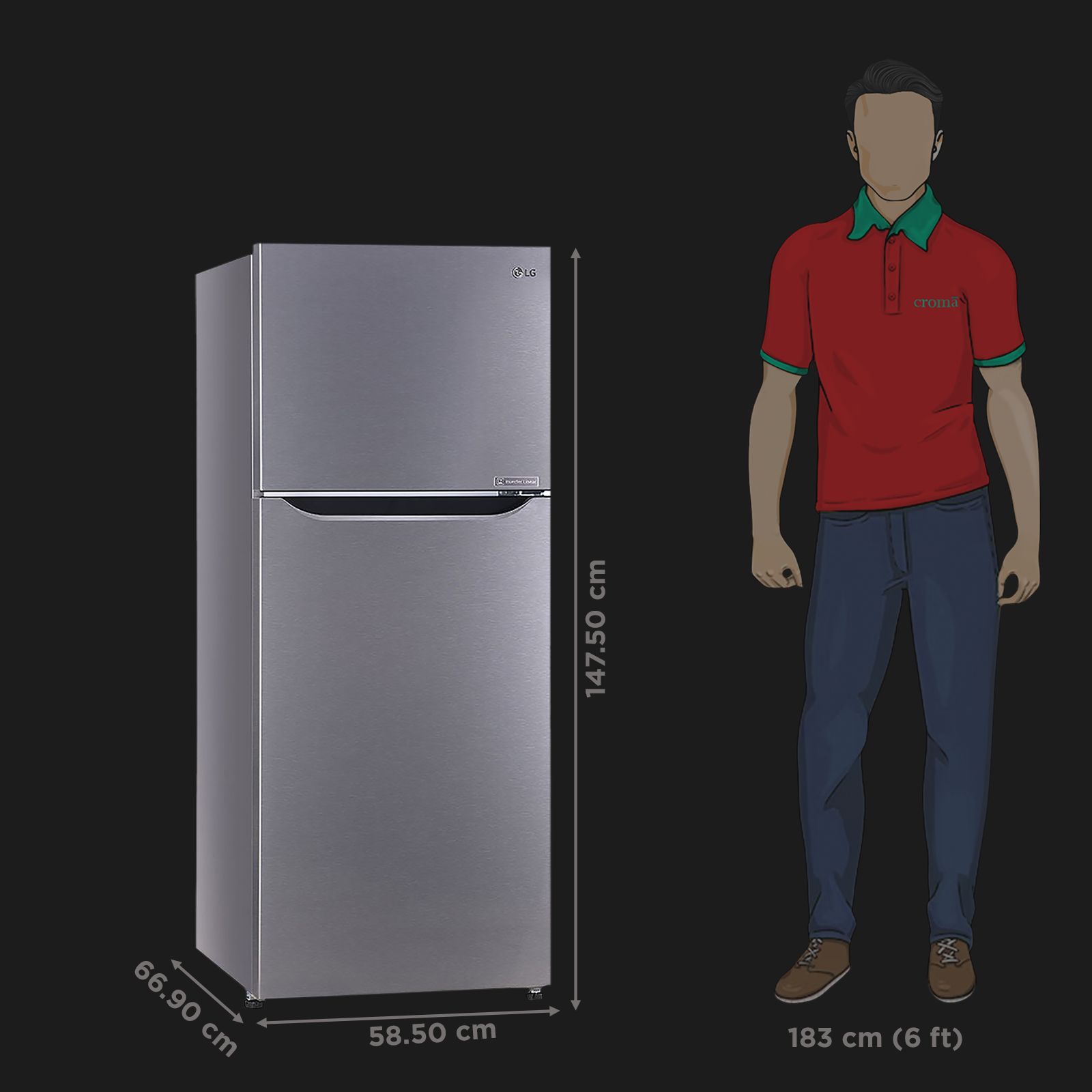 LG 242 Litres 2 Star Frost Free Double Door Refrigerator with Multi Air Flow (GL-N292DDSY, Dazzle Steel)_2