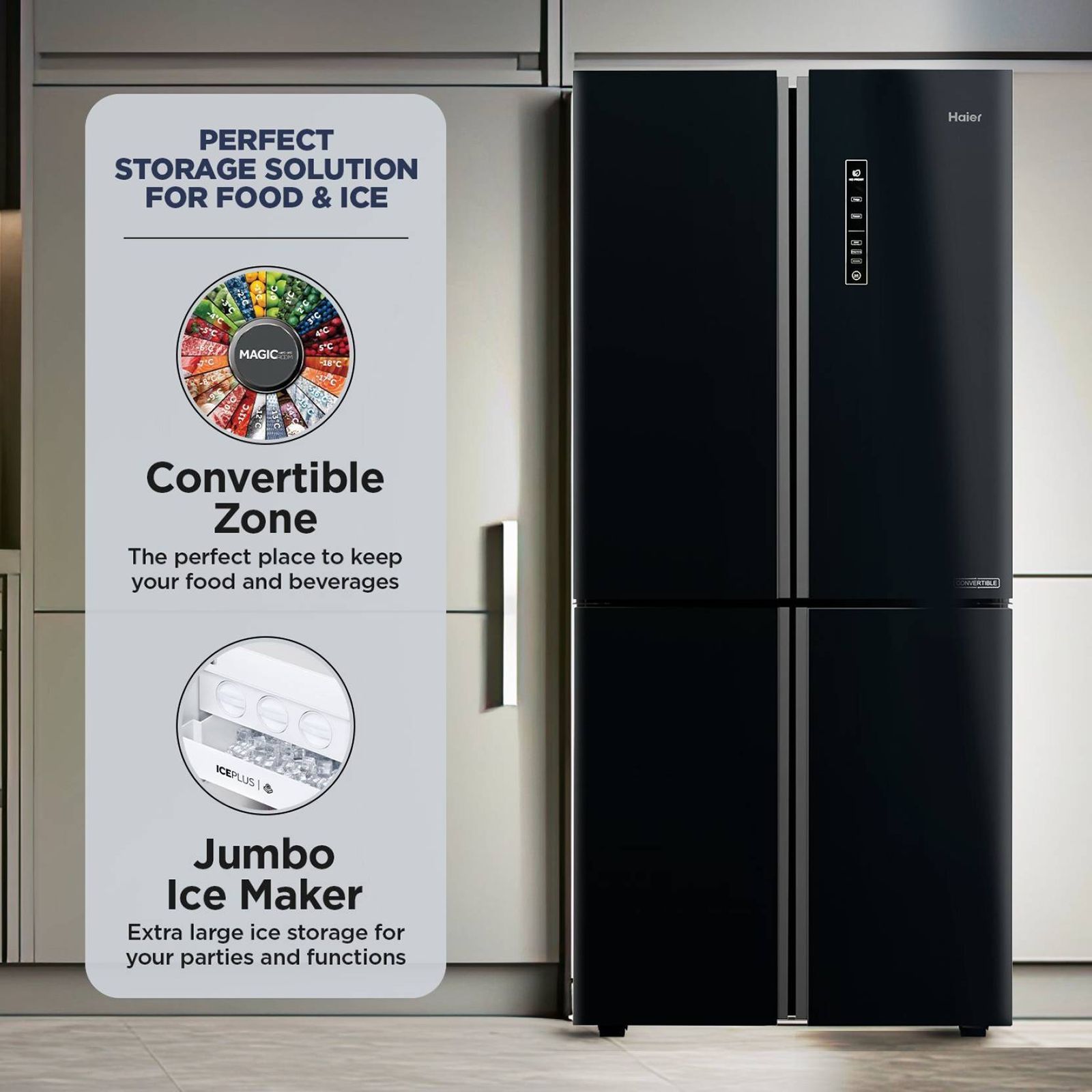 Haier 531 Litres A+ Frost Free French Door Refrigerator with Deo Fresh Technology (HRB-550KG, Black Glass)_10