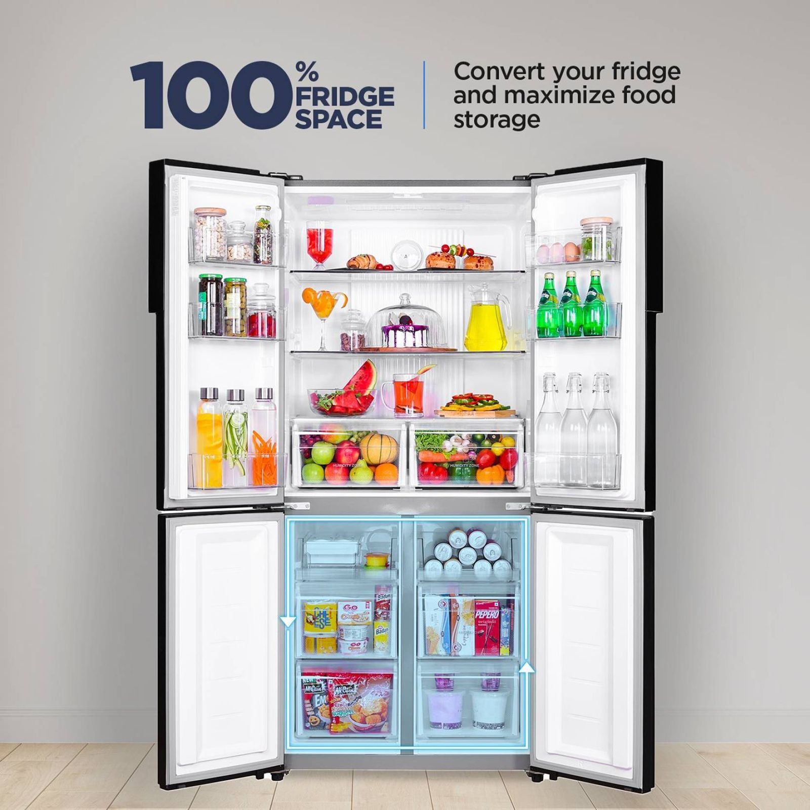 Haier 531 Litres A+ Frost Free French Door Refrigerator with Deo Fresh Technology (HRB-550KG, Black Glass)_11