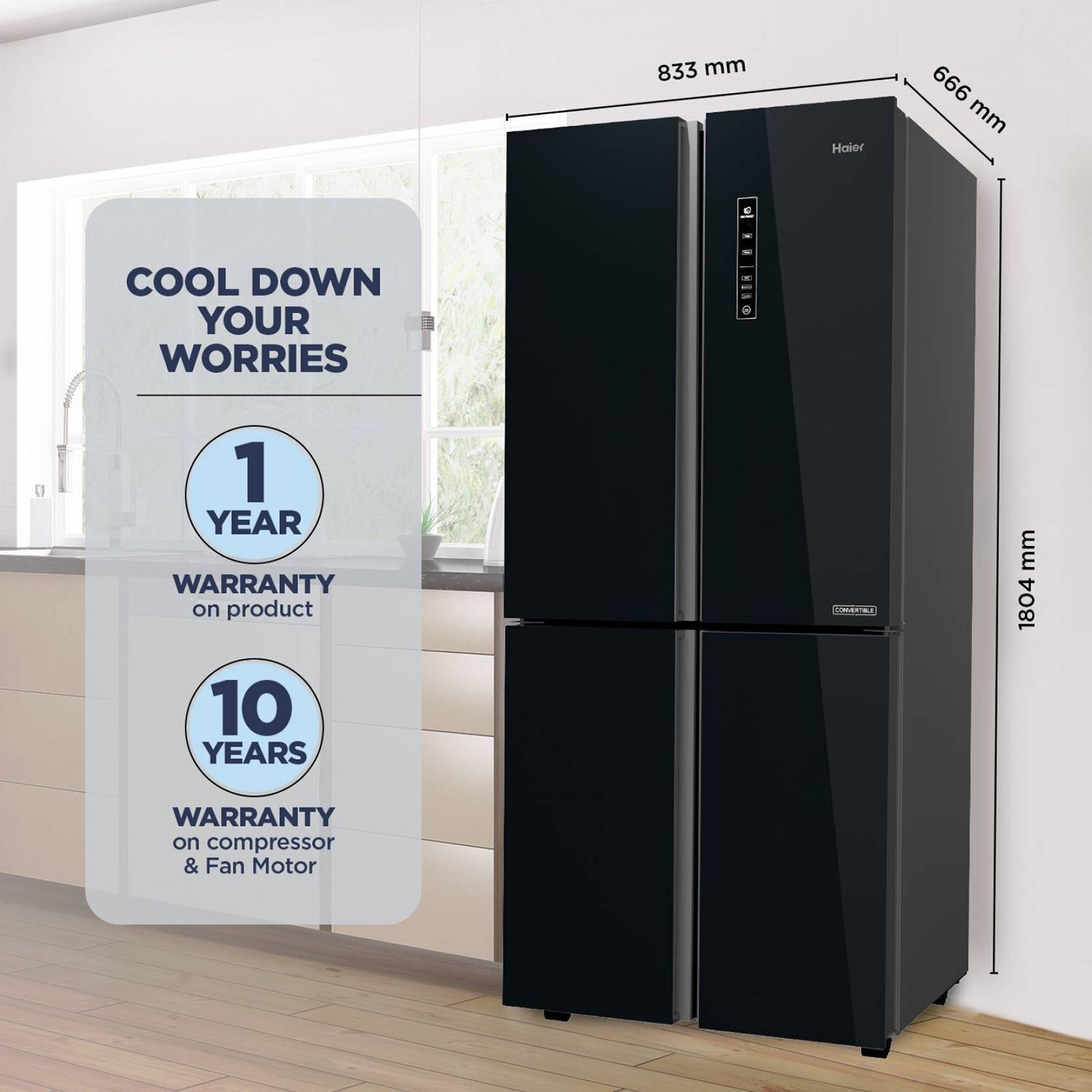 Haier 531 Litres A+ Frost Free French Door Refrigerator with Deo Fresh Technology (HRB-550KG, Black Glass)_13