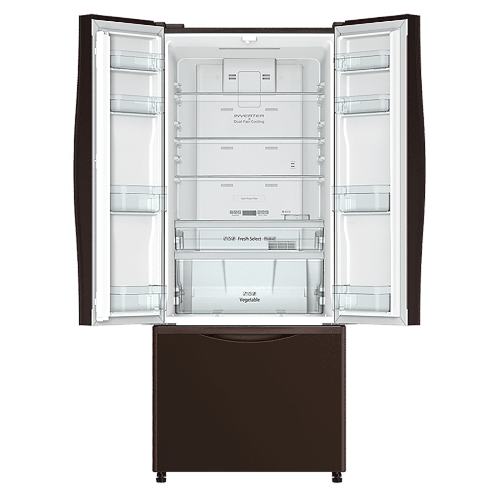 HITACHI 451 Litres 5 Star Frost Free Triple Door Bottom Mount Refrigerator with Dual Fan Cooling (R-WB490PND9, Brown)_6