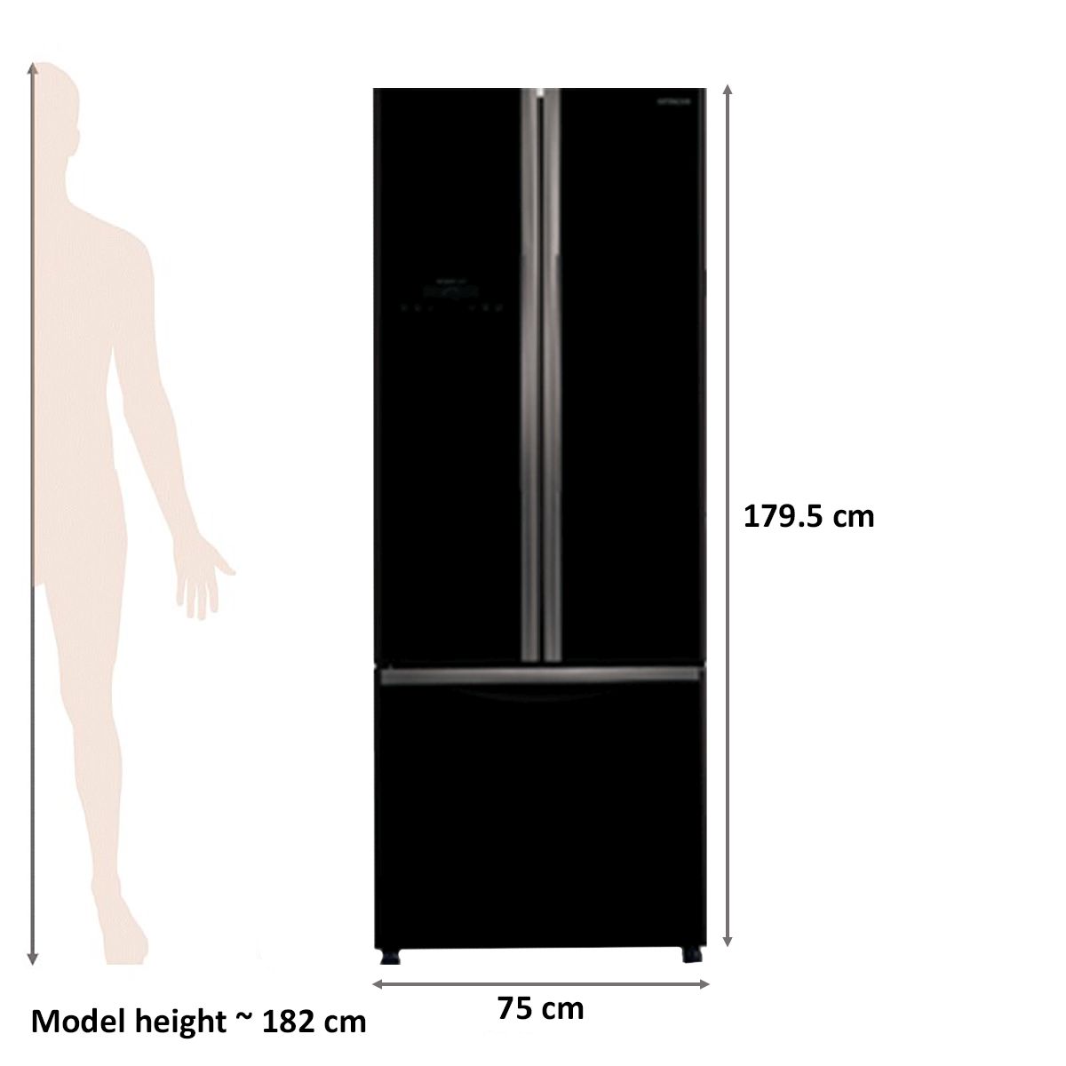 HITACHI 511 Litres Frost Free Triple Door Bottom Mount Refrigerator with Dual Fan Cooling (R-WB560PND9, Glass Brown)_2