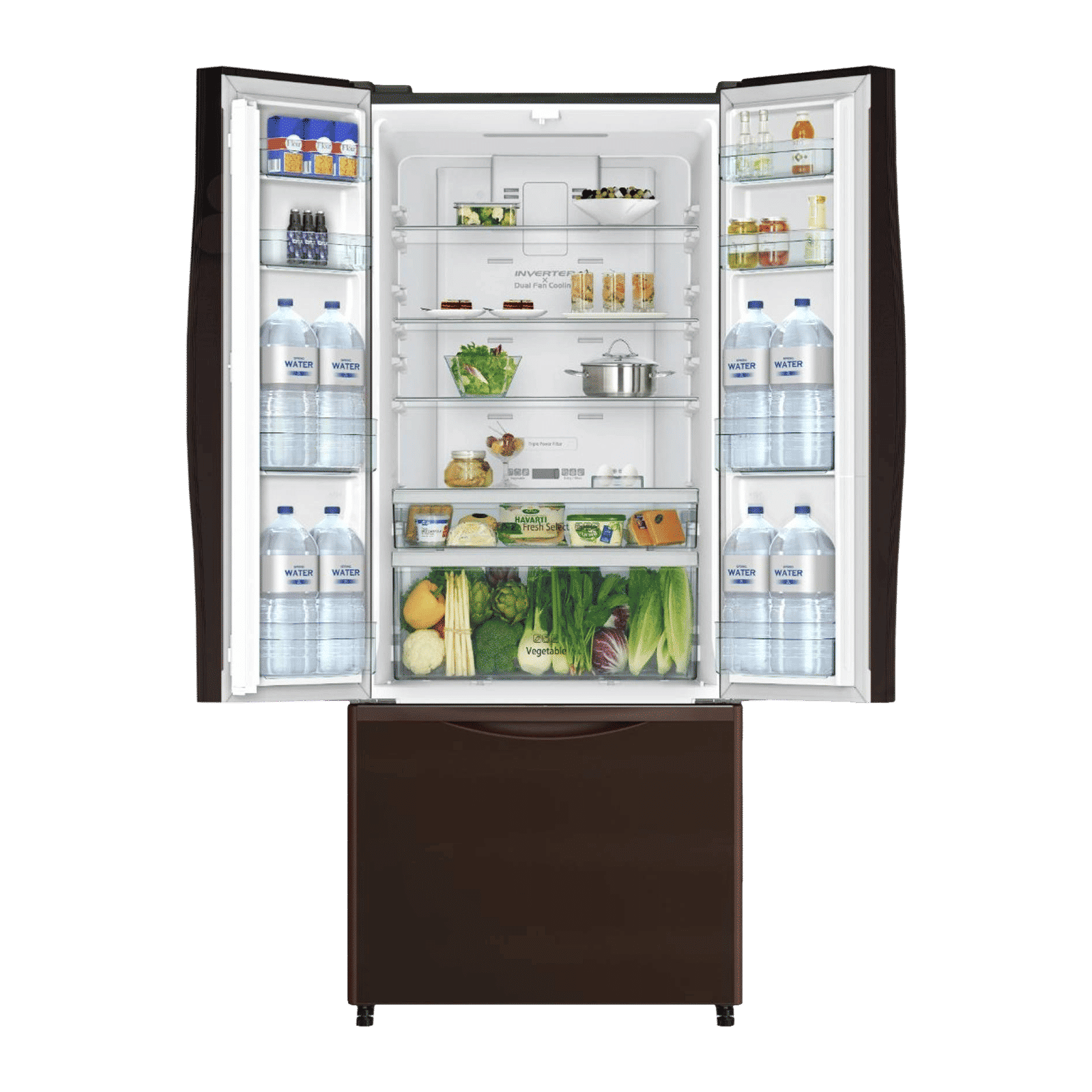 HITACHI 511 Litres Frost Free Triple Door Bottom Mount Refrigerator with Dual Fan Cooling (R-WB560PND9, Glass Brown)_5