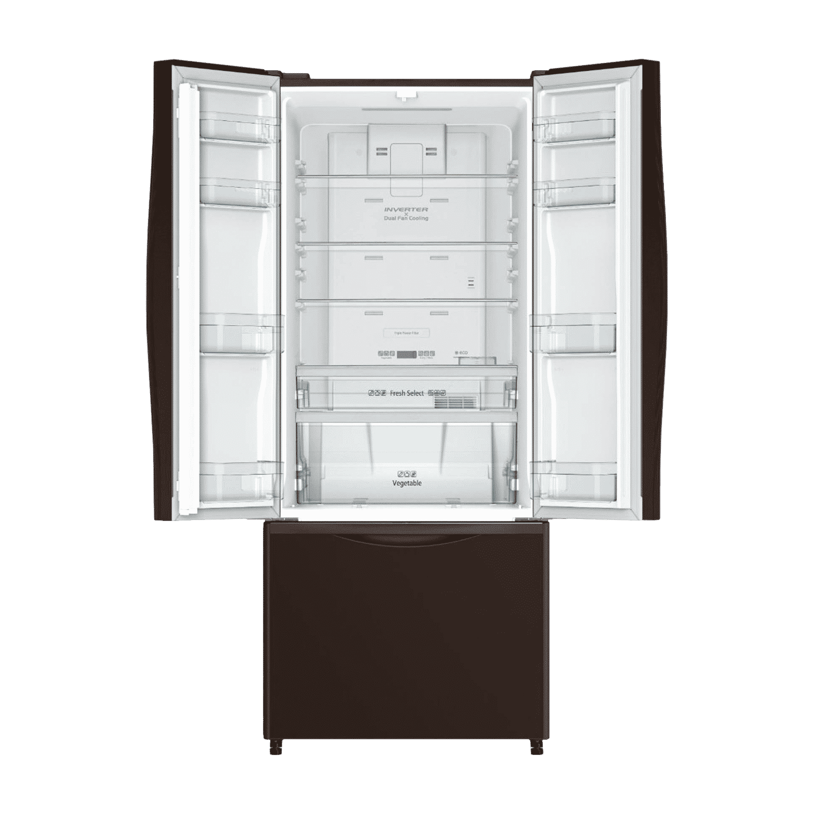 HITACHI 511 Litres Frost Free Triple Door Bottom Mount Refrigerator with Dual Fan Cooling (R-WB560PND9, Glass Brown)_6