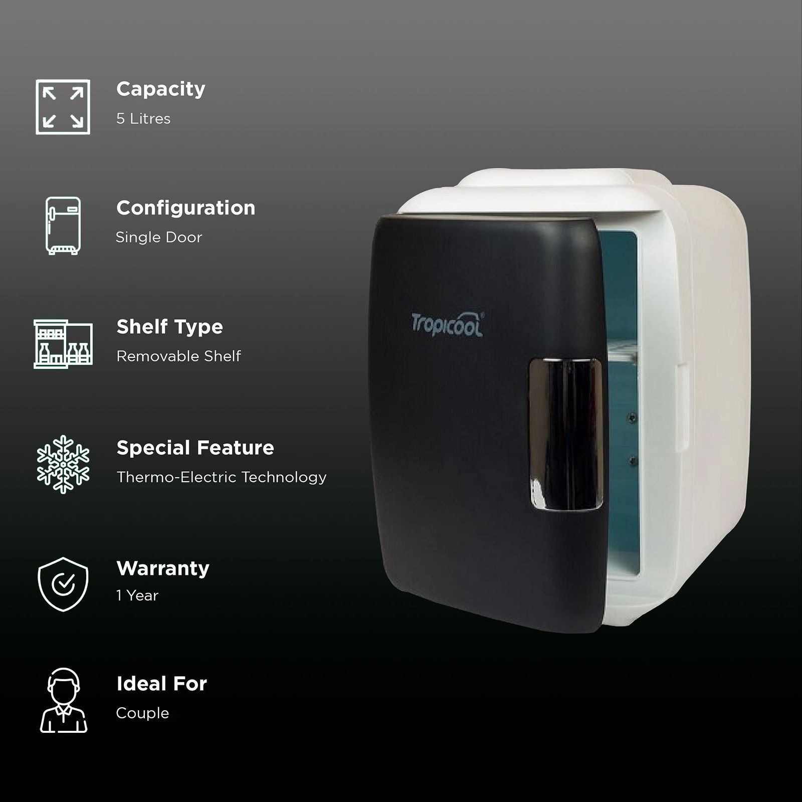 Tropicool PortaChill 5 Litres Single Door Car Portable Chiller and Warmer (Heating and Cooling Function, PC05, Black)_2