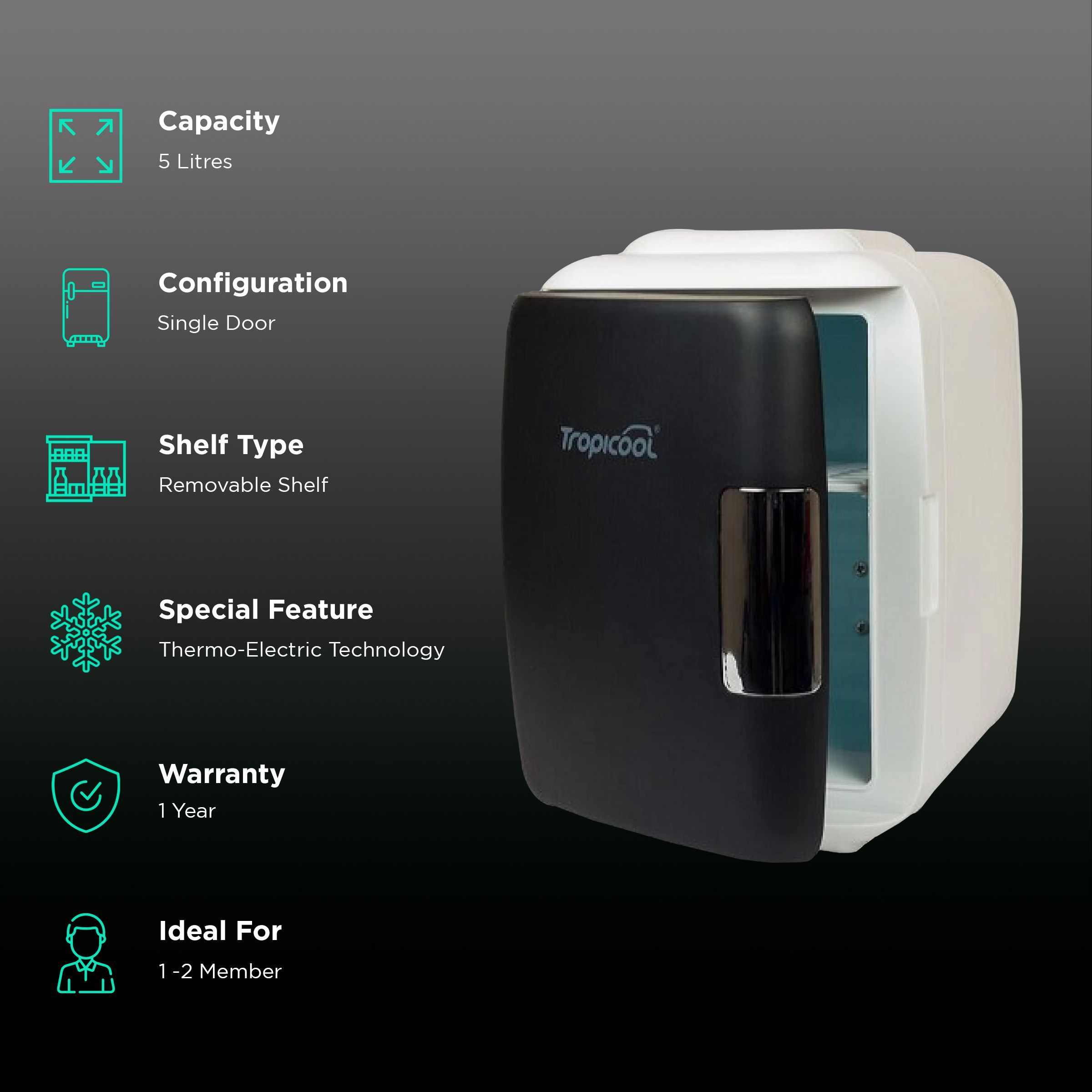 Tropicool PortaChill 5 Litres Single Door Car Portable Chiller and Warmer (Heating and Cooling Function, PC05, Black) Tropicool PortaChill 5 Litres Single Door Car Portable Chiller and Warmer (Heating and Cooling Function, PC05, Black)_2