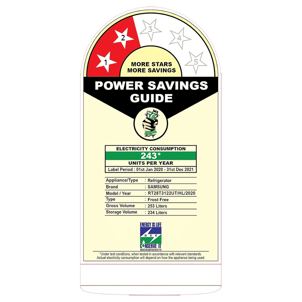 SAMSUNG 253 Litres 2 Star Frost Free Double Door Refrigerator with Base Stand Drawer (RT28T3122UT/HL, Pebble Blue)_13