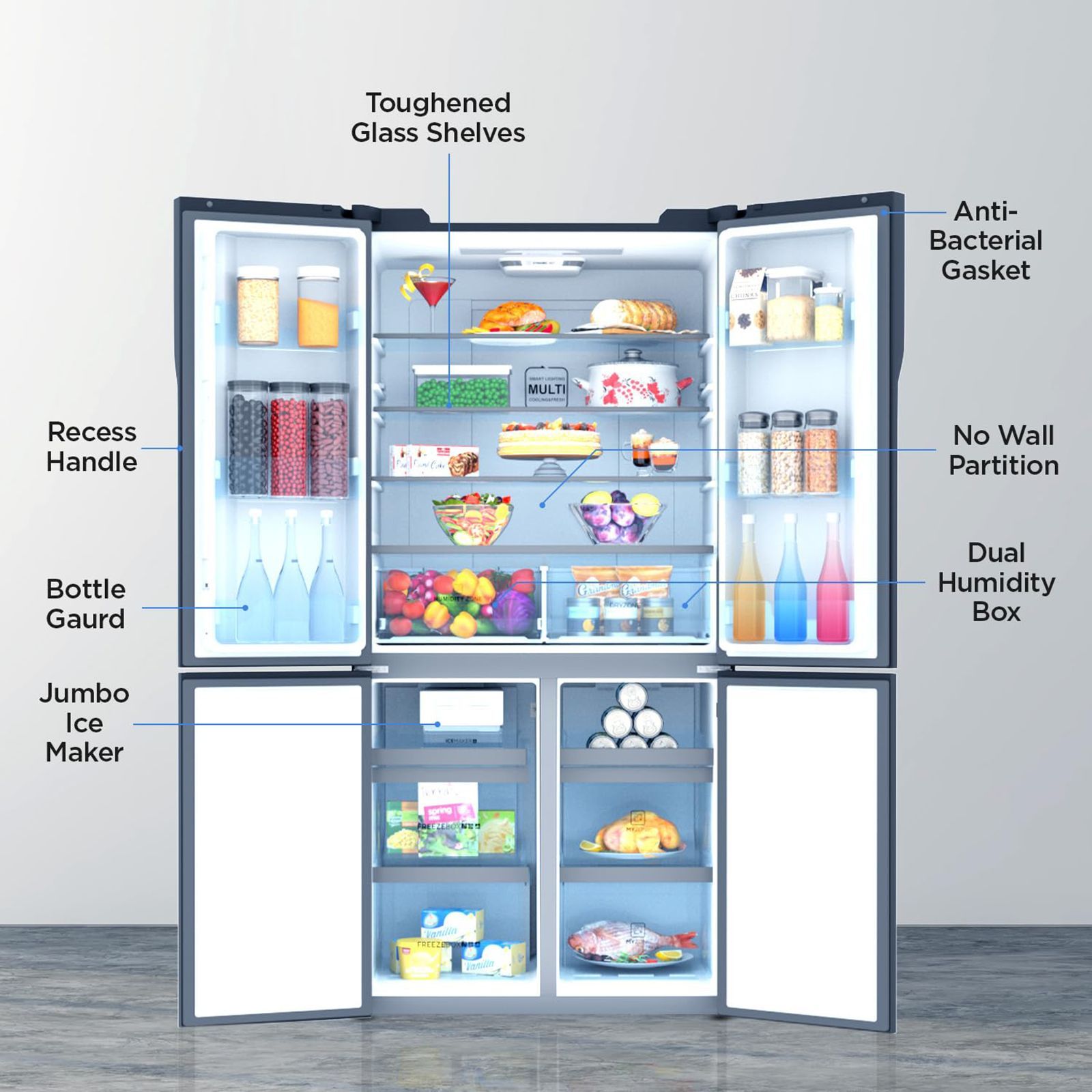 Haier 712 Litres A++ Frost Free French Door Refrigerator with Multi Air Flow System (HRB-738BG, Black Glass)_11