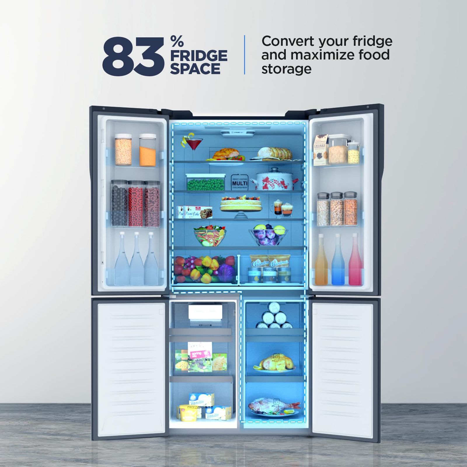 Haier 712 Litres A++ Frost Free French Door Refrigerator with Multi Air Flow System (HRB-738BG, Black Glass)_19