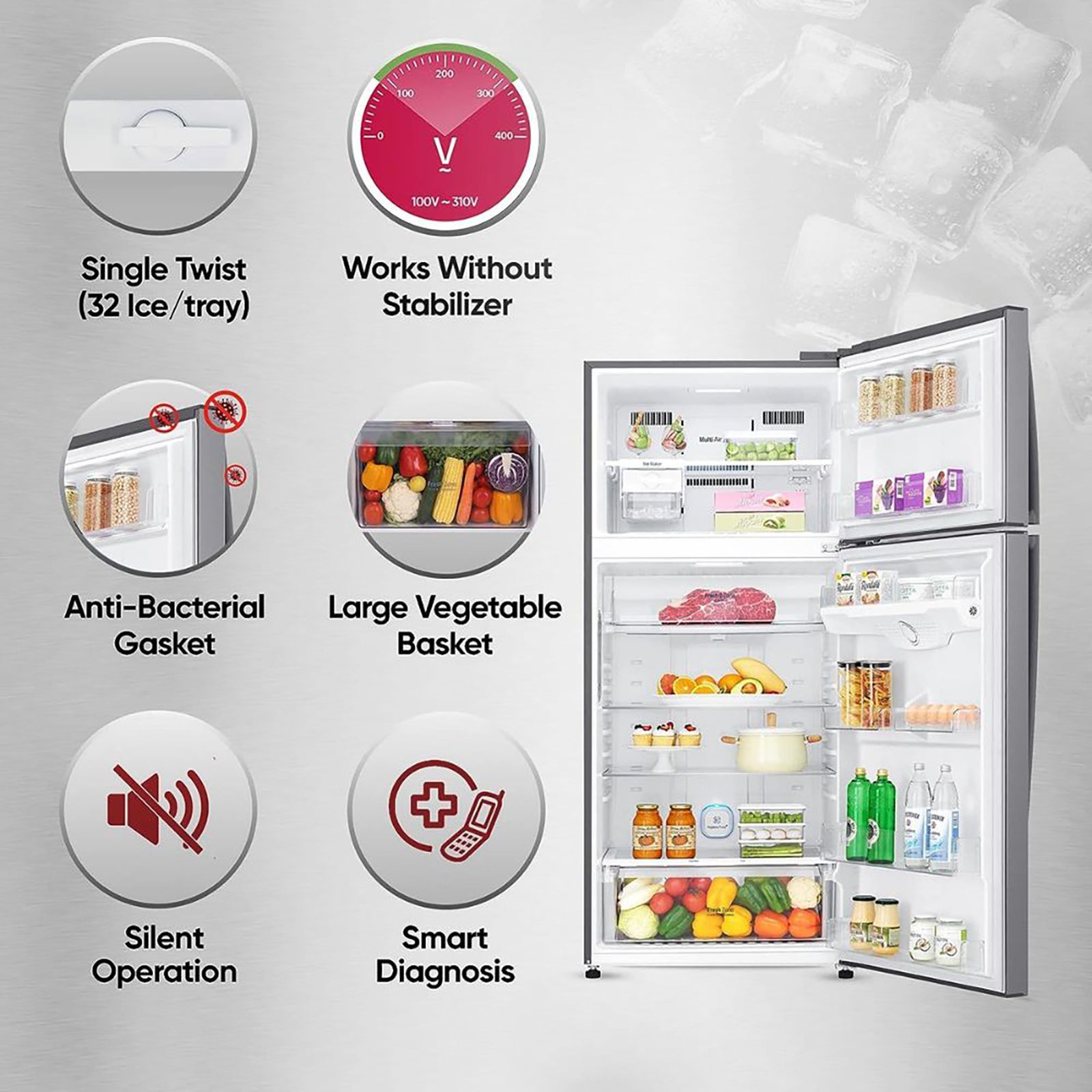 LG 506 Litres 3 Star Frost Free Double Door Smart Wi-Fi Enabled Refrigerator with Smart Diagnosis (GN-H702HLHQ.APZQEB, Platinum Silver III) LG 506 Litres 3 Star Frost Free Double Door Smart Wi-Fi Enabled Refrigerator with Smart Diagnosis (GN-H702HLHQ.APZQEB, Platinum Silver III)_15