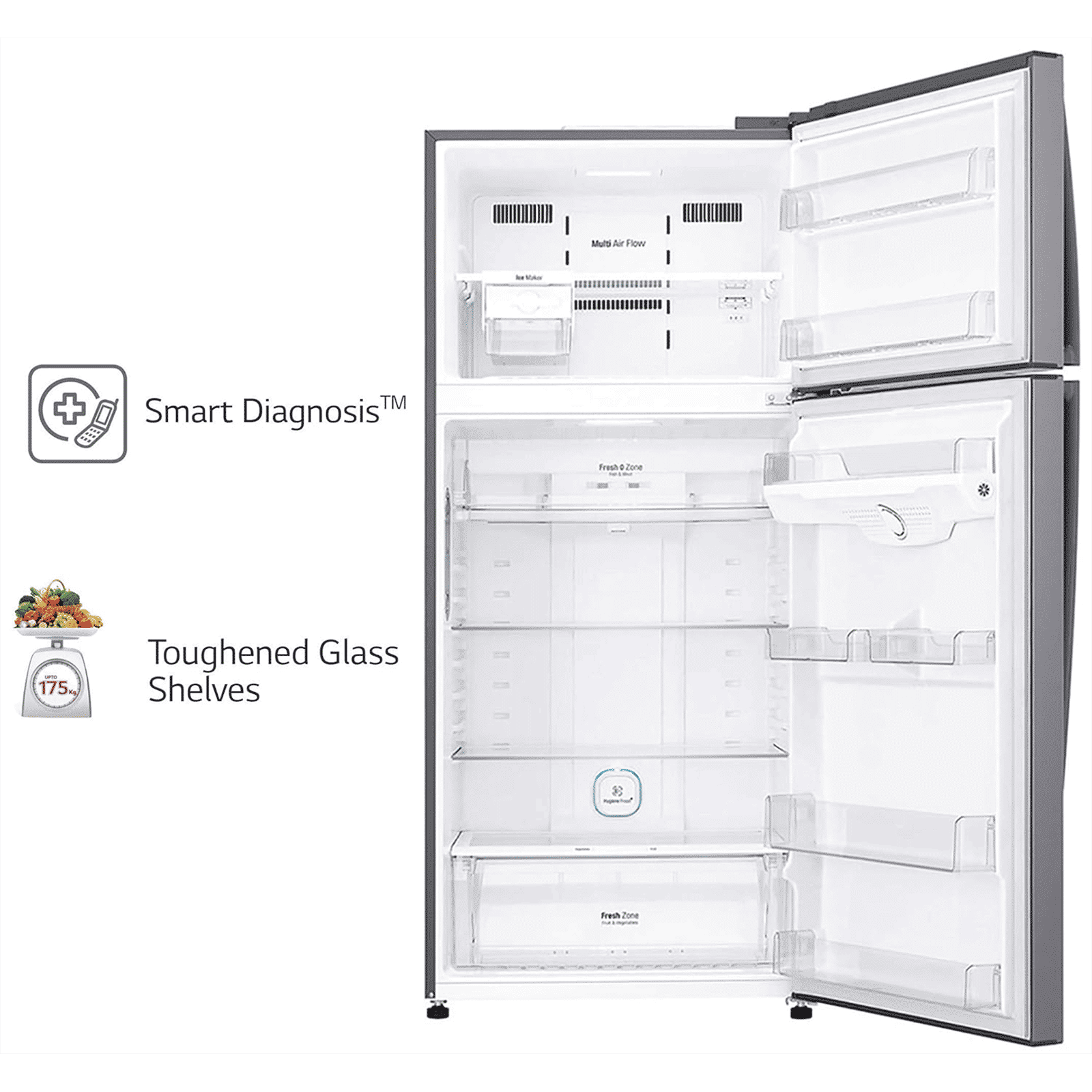 LG 516 Litres 3 Star Frost Free Double Door Smart Wi-Fi Enabled Refrigerator with Smart Diagnosis (GN-H602HLHQ.APZQEB, Platinum Silver III) LG 516 Litres 3 Star Frost Free Double Door Smart Wi-Fi Enabled Refrigerator with Smart Diagnosis (GN-H602HLHQ.APZQEB, Platinum Silver III)_15