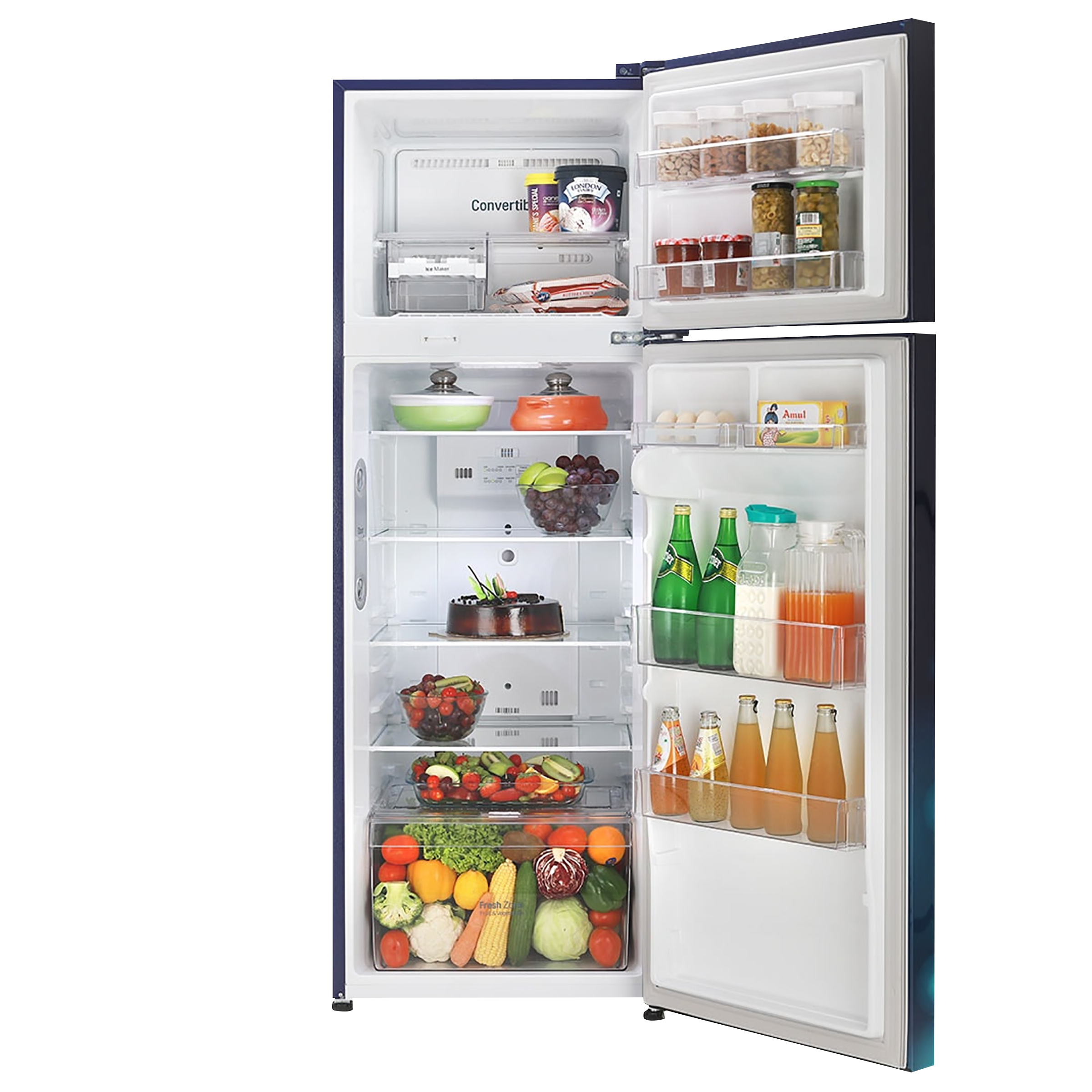 LG 308 Litres 2 Star Frost Free Double Door Convertible Refrigerator with Multi Air Flow System (GL-T322RBCY.ABCZEB, Blue Charm)_5