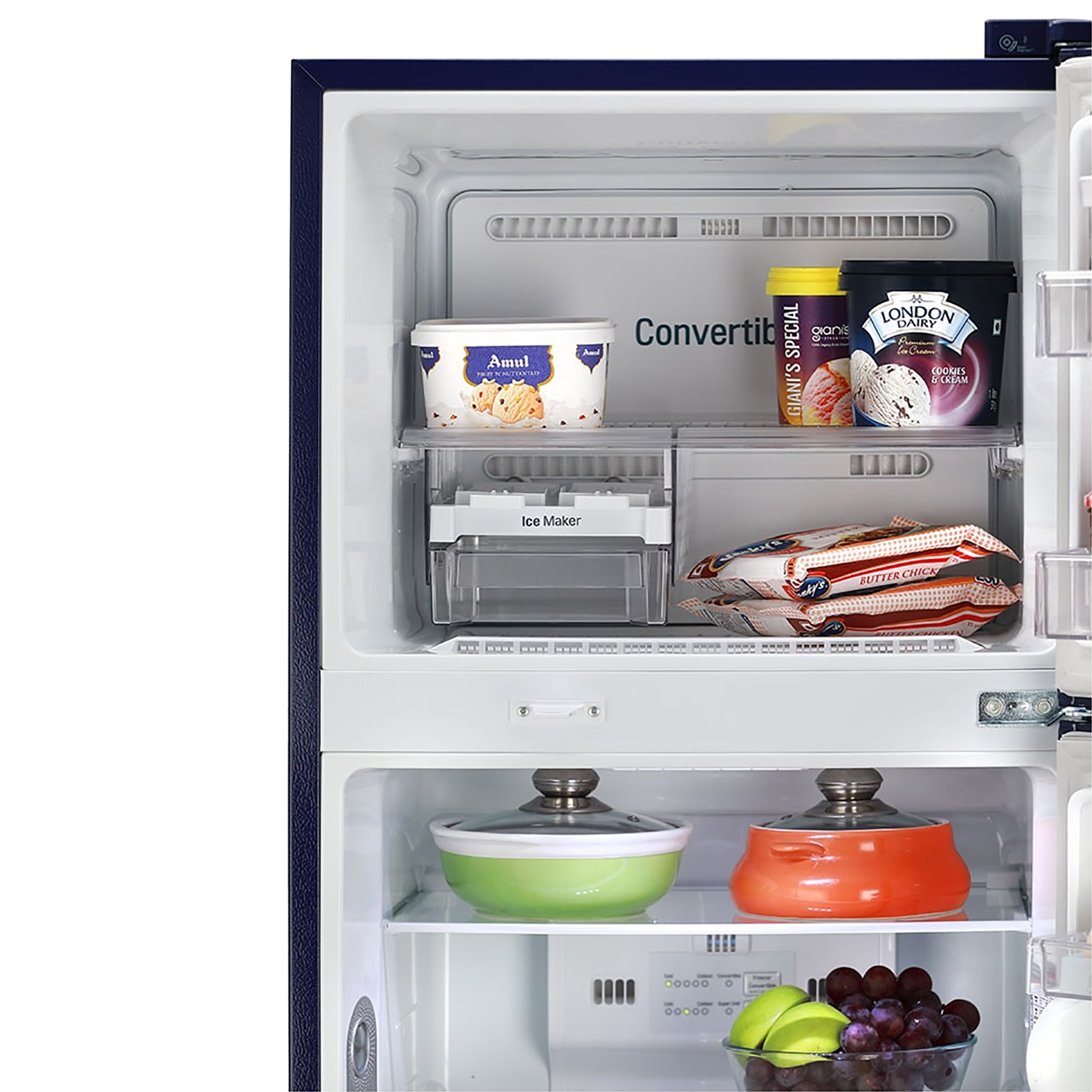 LG 308 Litres 2 Star Frost Free Double Door Convertible Refrigerator with Multi Air Flow System (GL-T322RBCY.ABCZEB, Blue Charm)_8