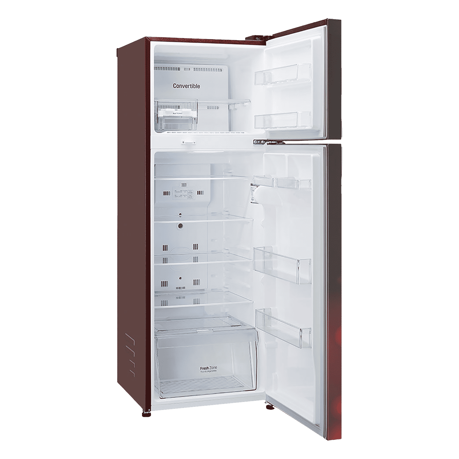 LG 288 Litres 2 Star Frost Free Double Door Convertible Refrigerator with Multi Air Flow System (GL-T322RSCY.ASCZEB, Scarlet Charm)_16