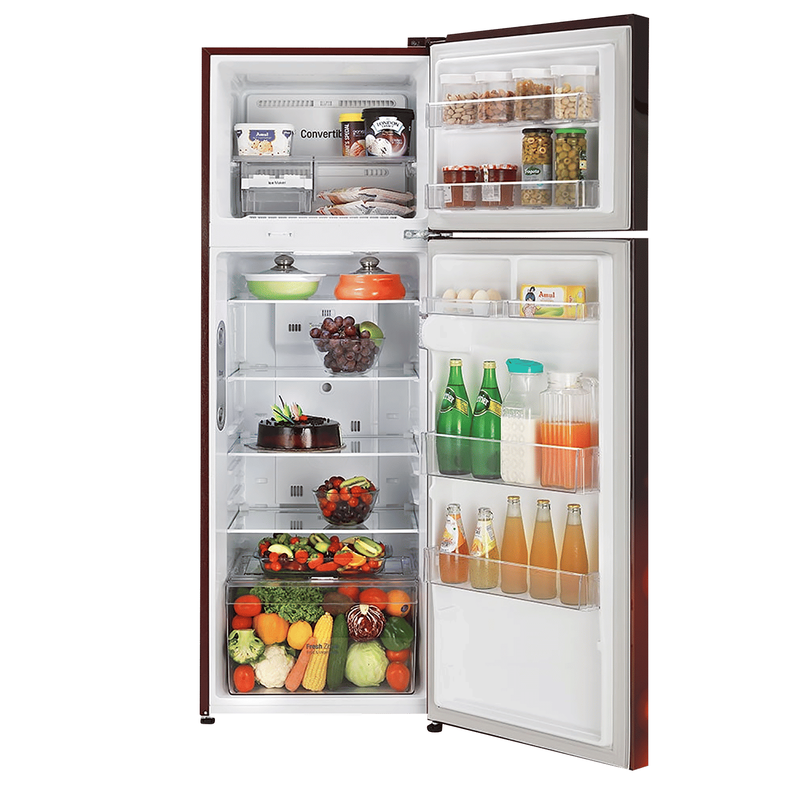 LG 288 Litres 2 Star Frost Free Double Door Convertible Refrigerator with Multi Air Flow System (GL-T322RSCY.ASCZEB, Scarlet Charm)_5