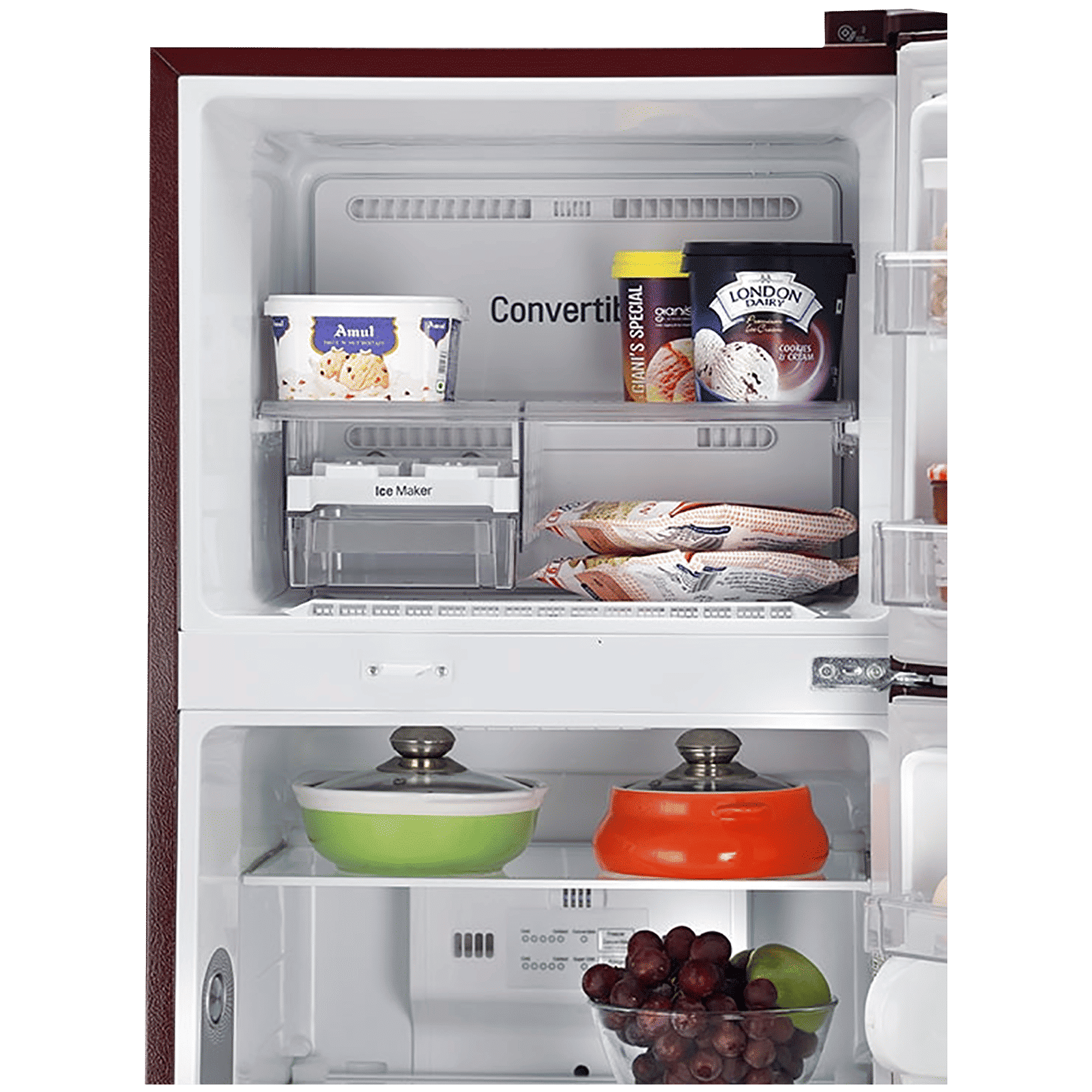 LG 288 Litres 2 Star Frost Free Double Door Convertible Refrigerator with Multi Air Flow System (GL-T322RSCY.ASCZEB, Scarlet Charm)_7