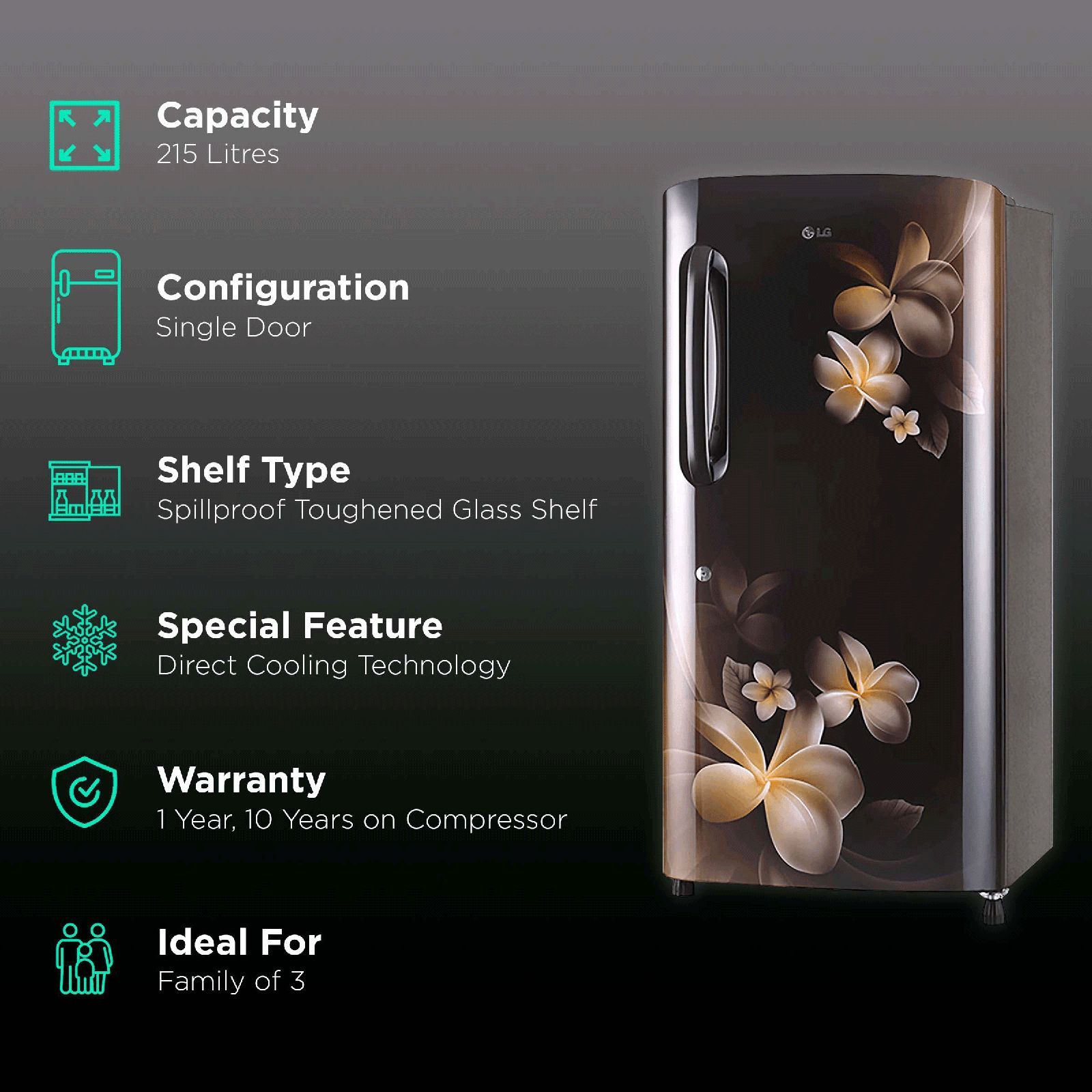 LG 215 Litres 4 Star Direct Cool Single Door Refrigerator with Stabilizer Free Operation (GL-B221AHPY.DHPZEB, Hazel Plumeria) LG 215 Litres 4 Star Direct Cool Single Door Refrigerator with Stabilizer Free Operation (GL-B221AHPY.DHPZEB, Hazel Plumeria)_1