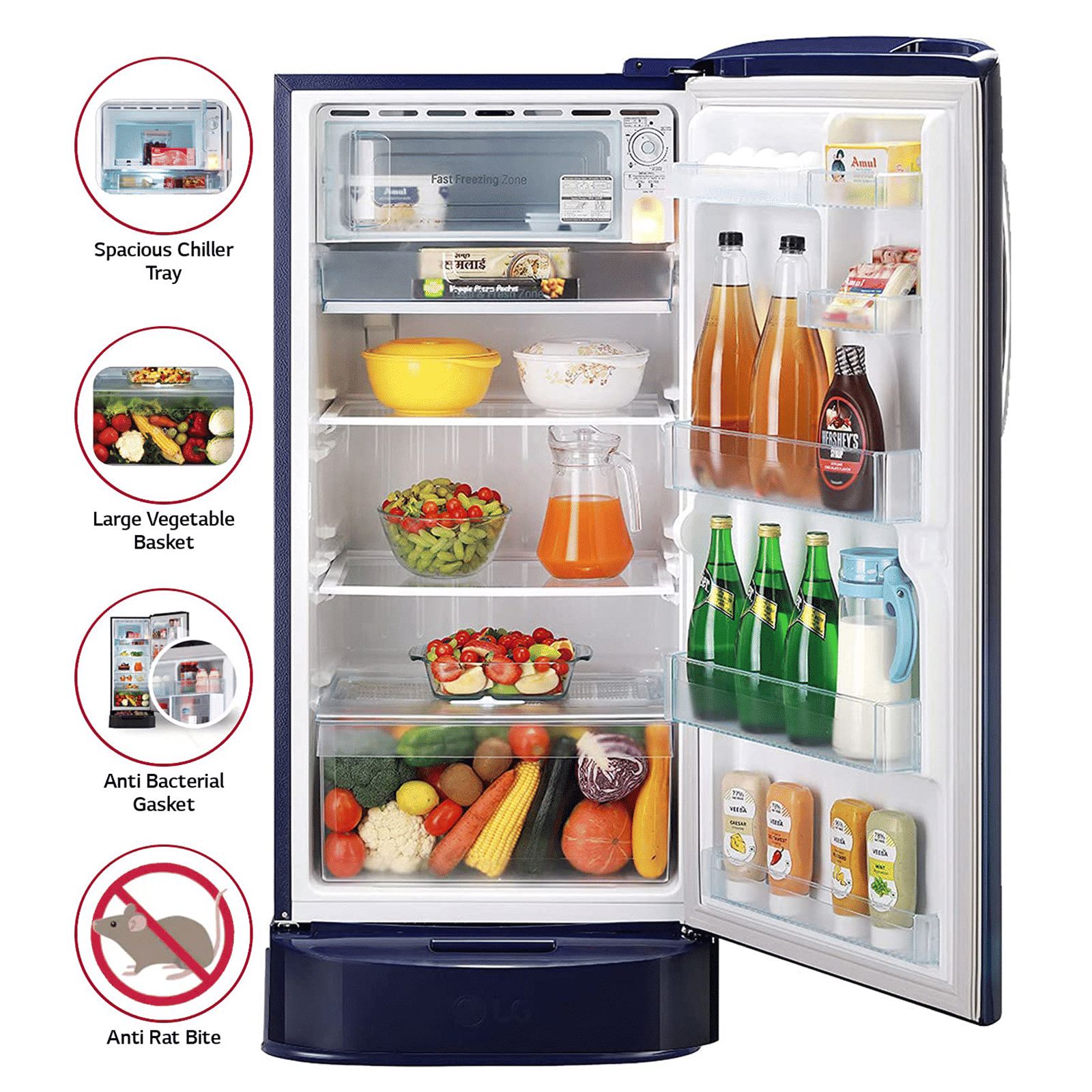 LG 205 Litres 4 Star Direct Cool Single Door Refrigerator with Stabilizer Free Operation (GL-D221ABCY.DBCZEB, Blue Charm)_13