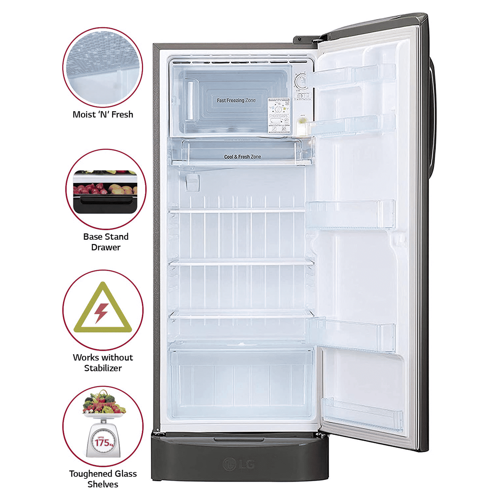 LG 235 Litres 3 Star Direct Cool Single Door Refrigerator with Stabilizer Free Operation (GL-D241APZD.DPZZEB, Shiny Steel)_11