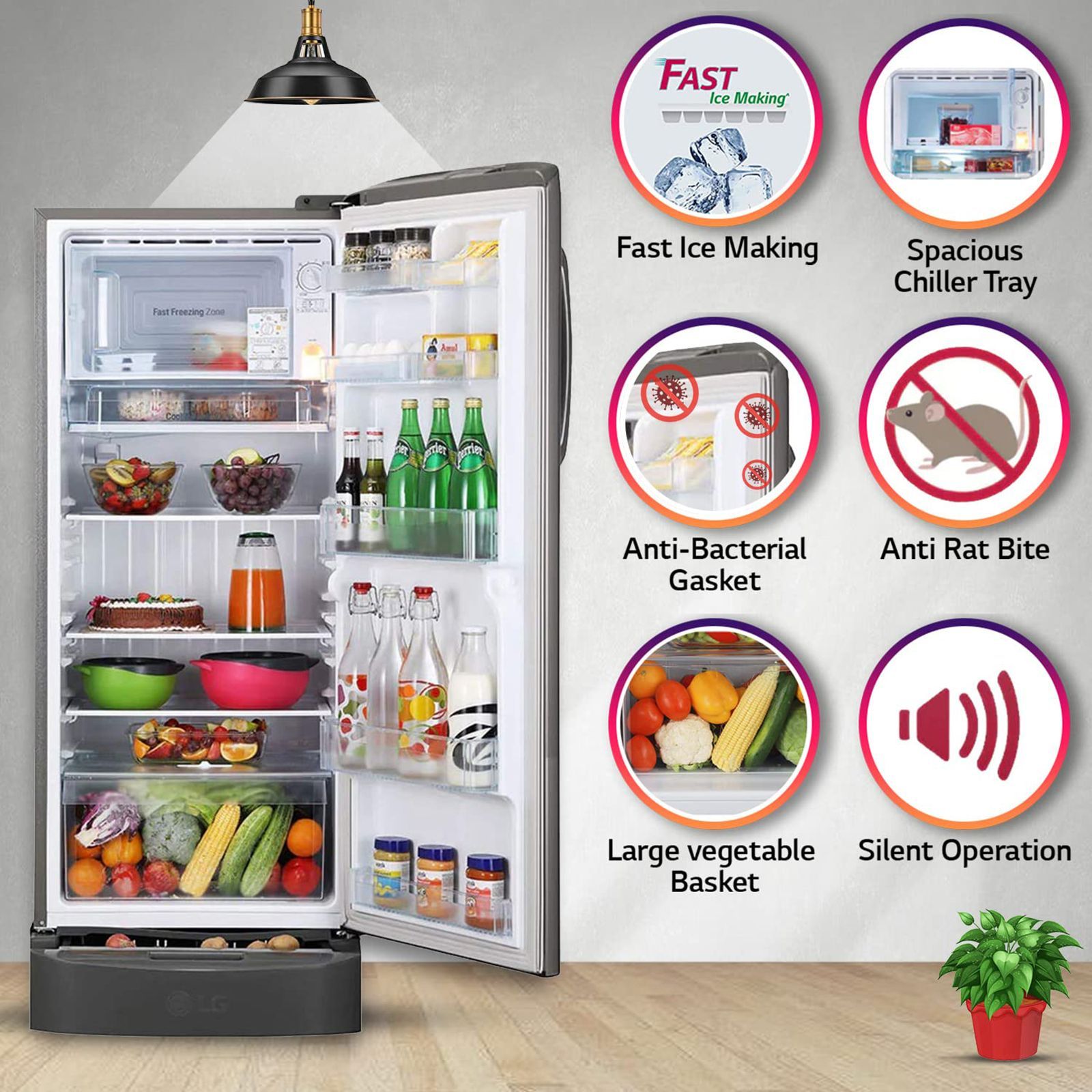 LG 235 Litres 5 Star Direct Cool Single Door Refrigerator with Stabilizer Free Operation (GL-D241APZZ.DPZZEB, Shiny Steel)_11