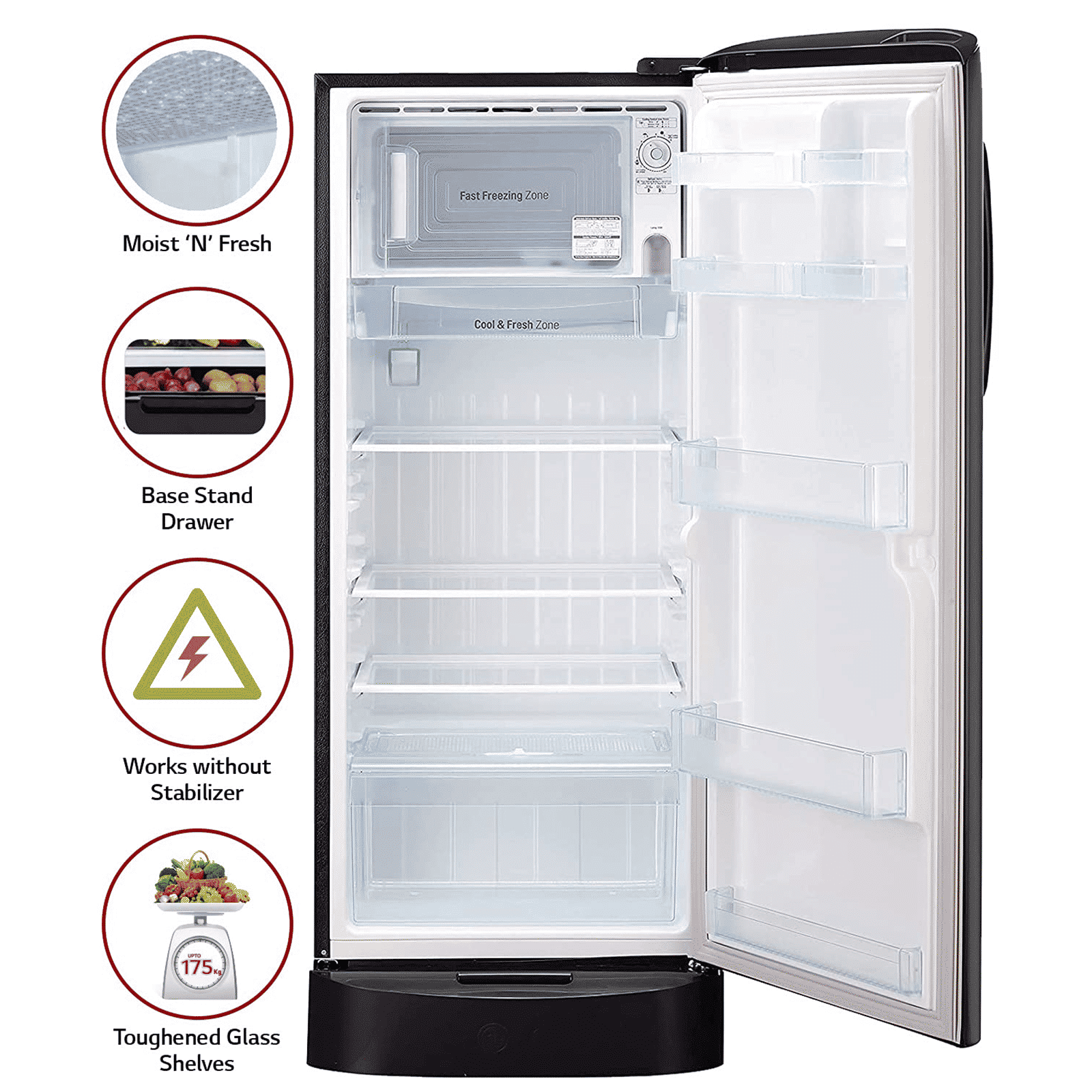 LG 235 Litres 4 Star Direct Cool Single Door Refrigerator with Stabilizer Free Operation (GL-D241AESY.DESZEB, Ebony Sheen) LG 235 Litres 4 Star Direct Cool Single Door Refrigerator with Stabilizer Free Operation (GL-D241AESY.DESZEB, Ebony Sheen)_11