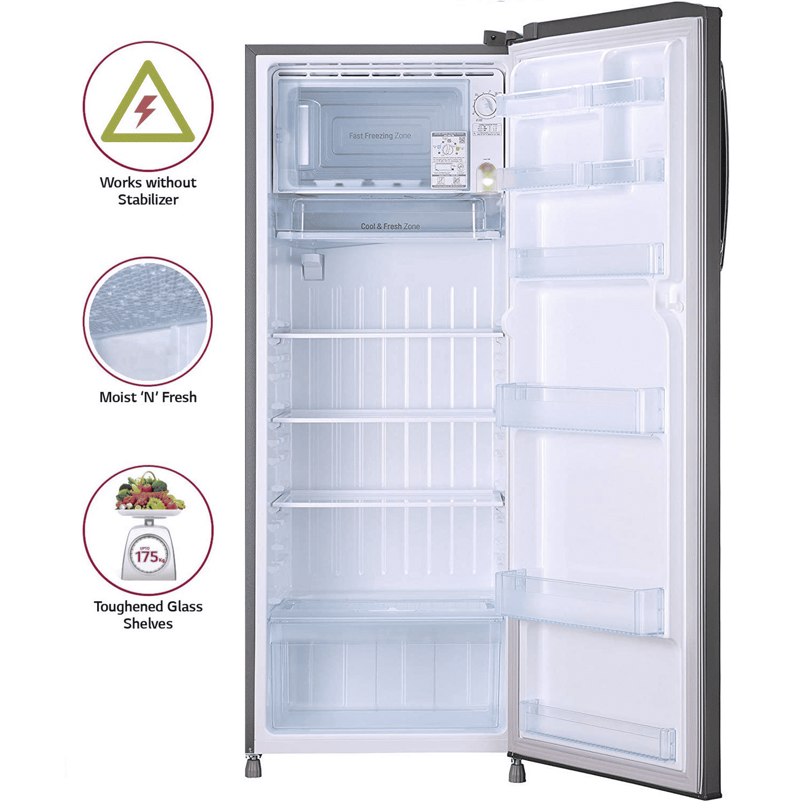 LG 261 Litres 3 Star Direct Cool Single Door Refrigerator with Stabilizer Free Operation (GL-B281BPZX.DPZZEB, Shiny Steel)_13